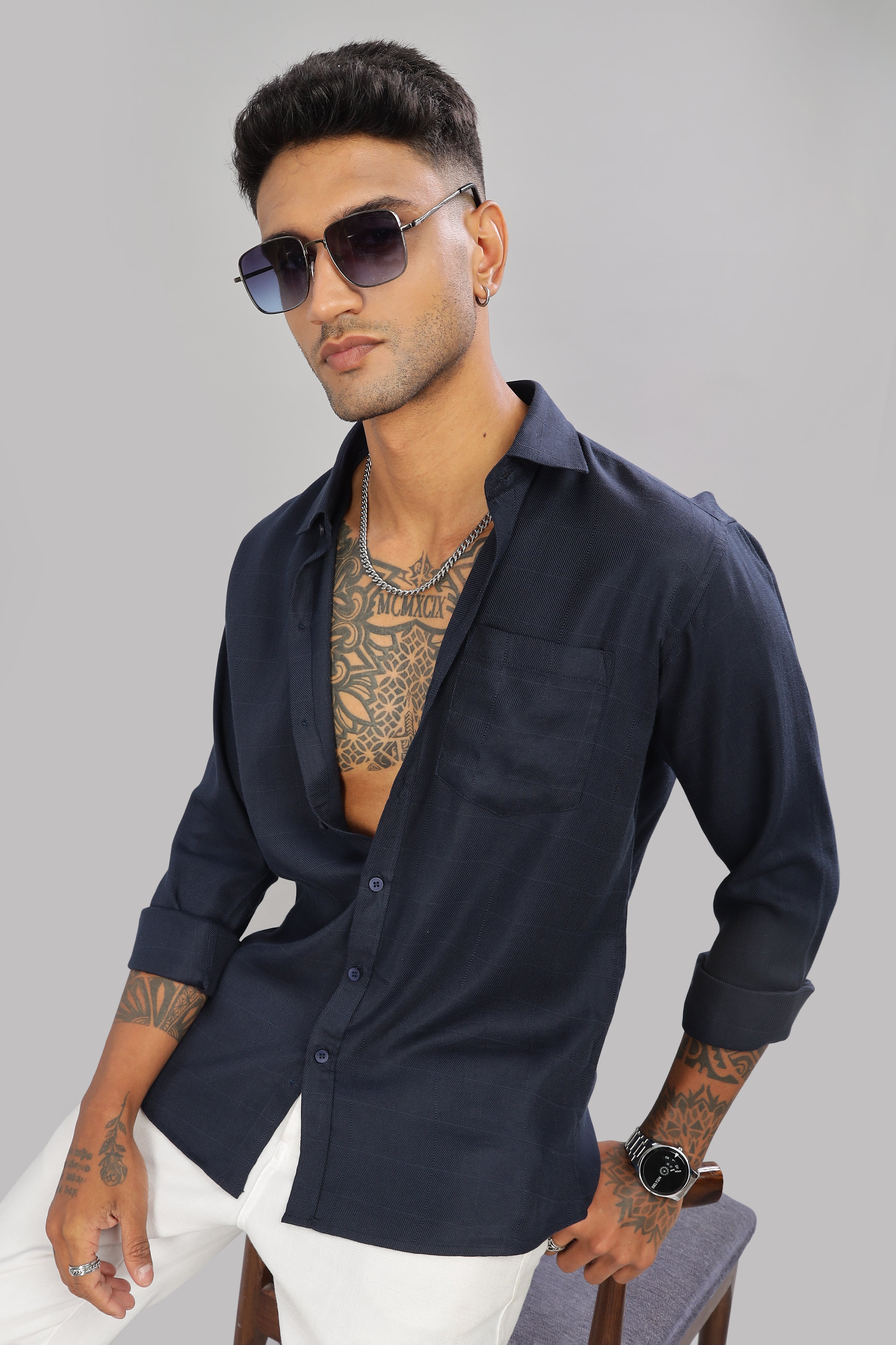 Navy Blue check shirt