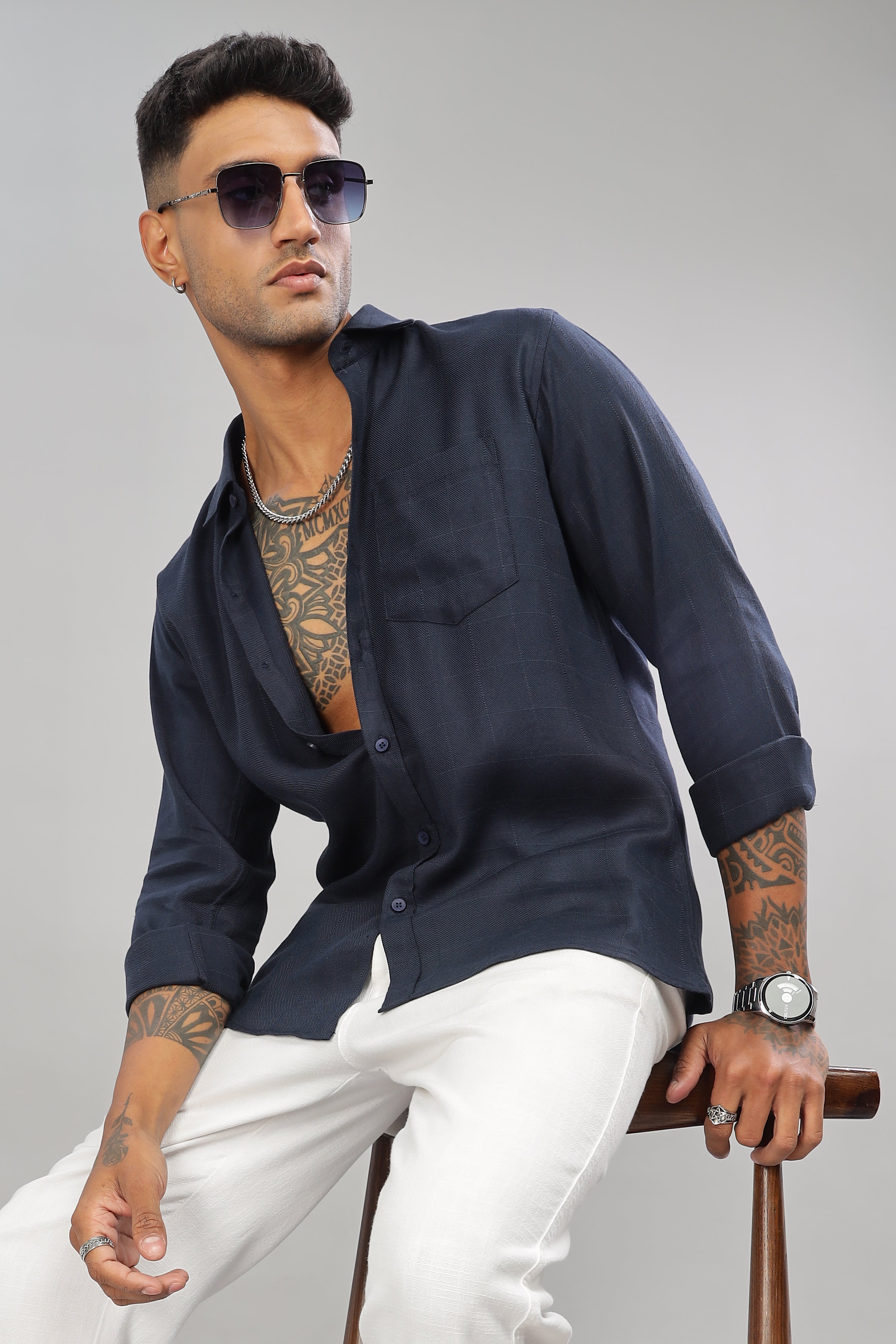 Navy Blue check shirt