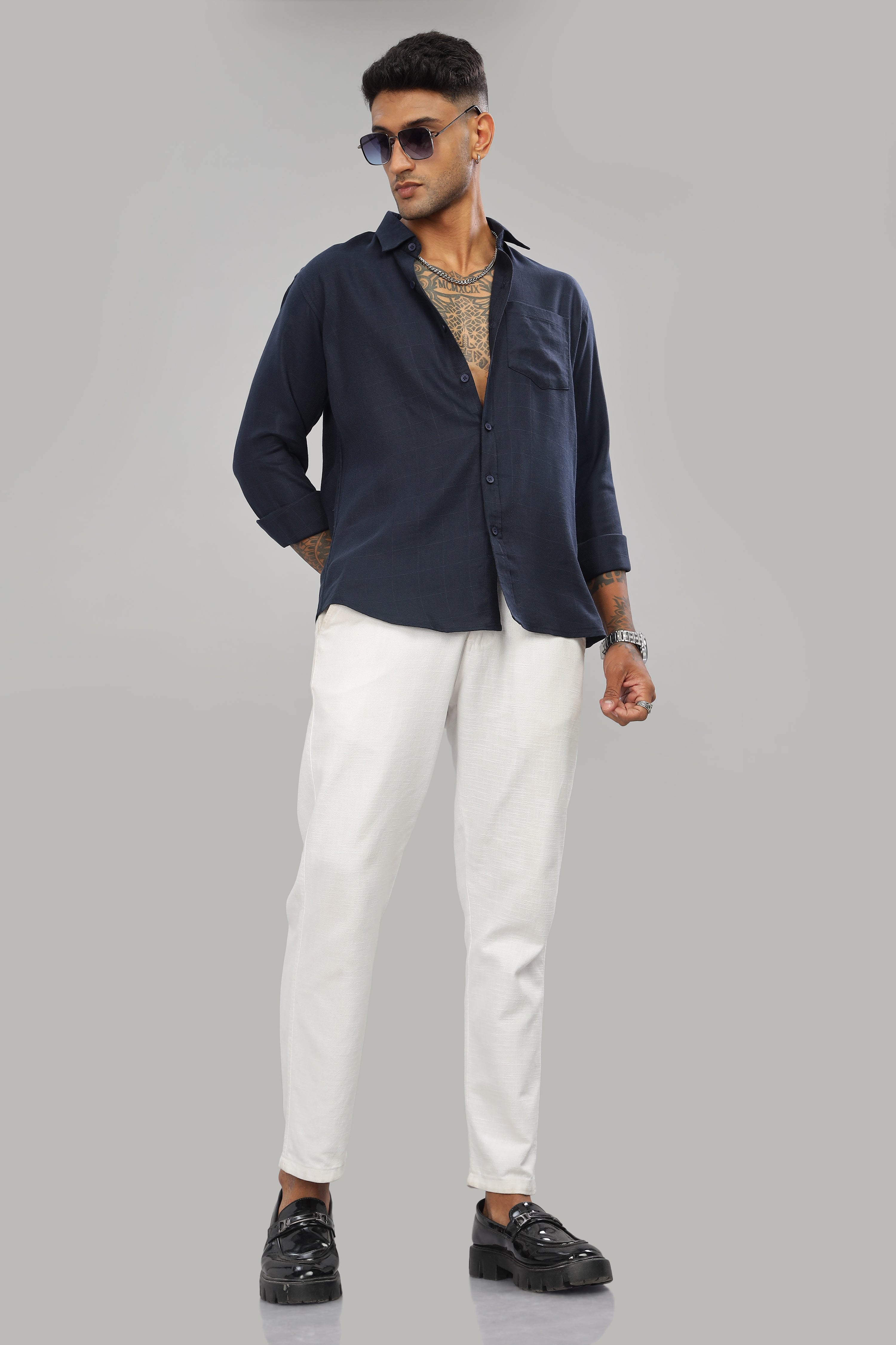 Navy Blue check shirt