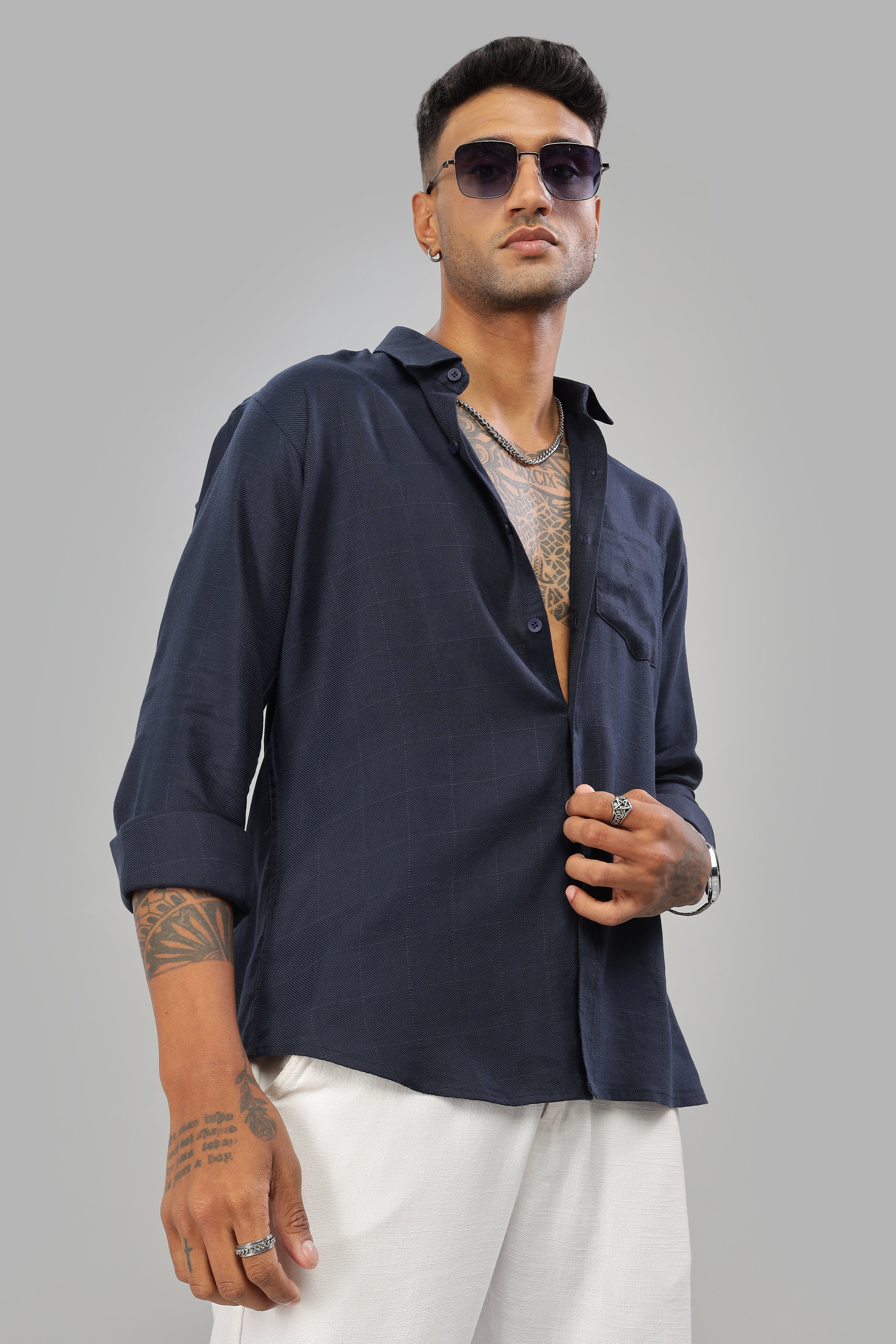 Navy Blue check shirt