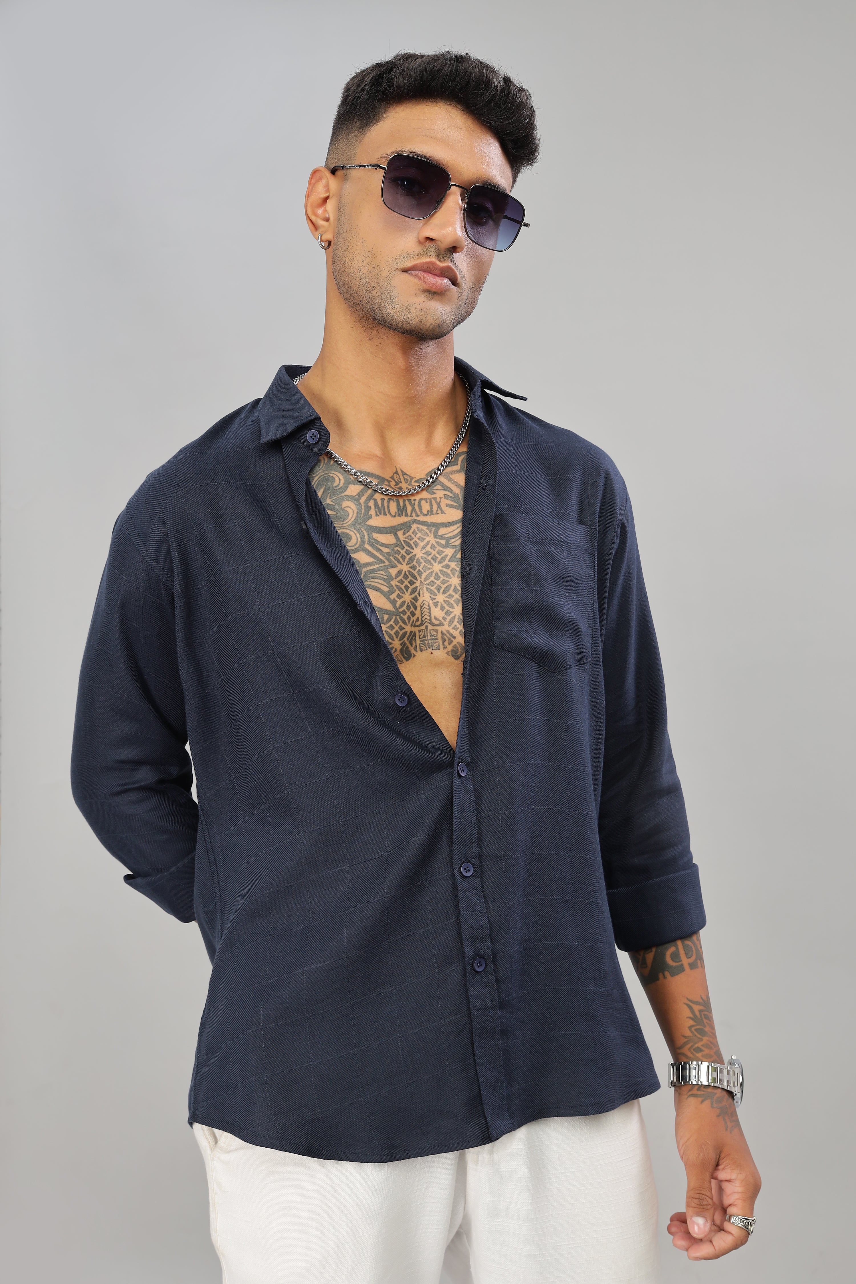 Navy Blue check shirt