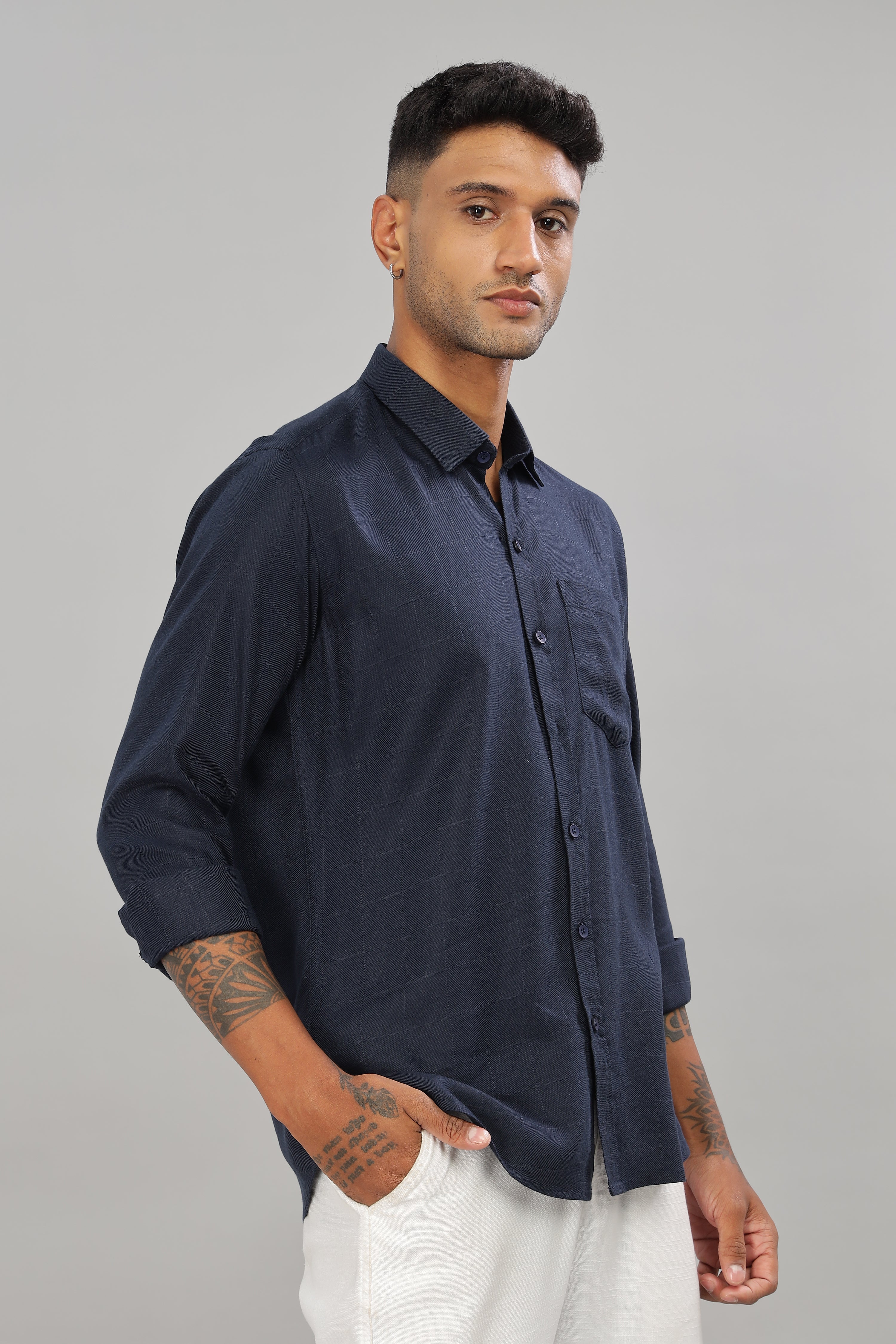 Navy Blue check shirt