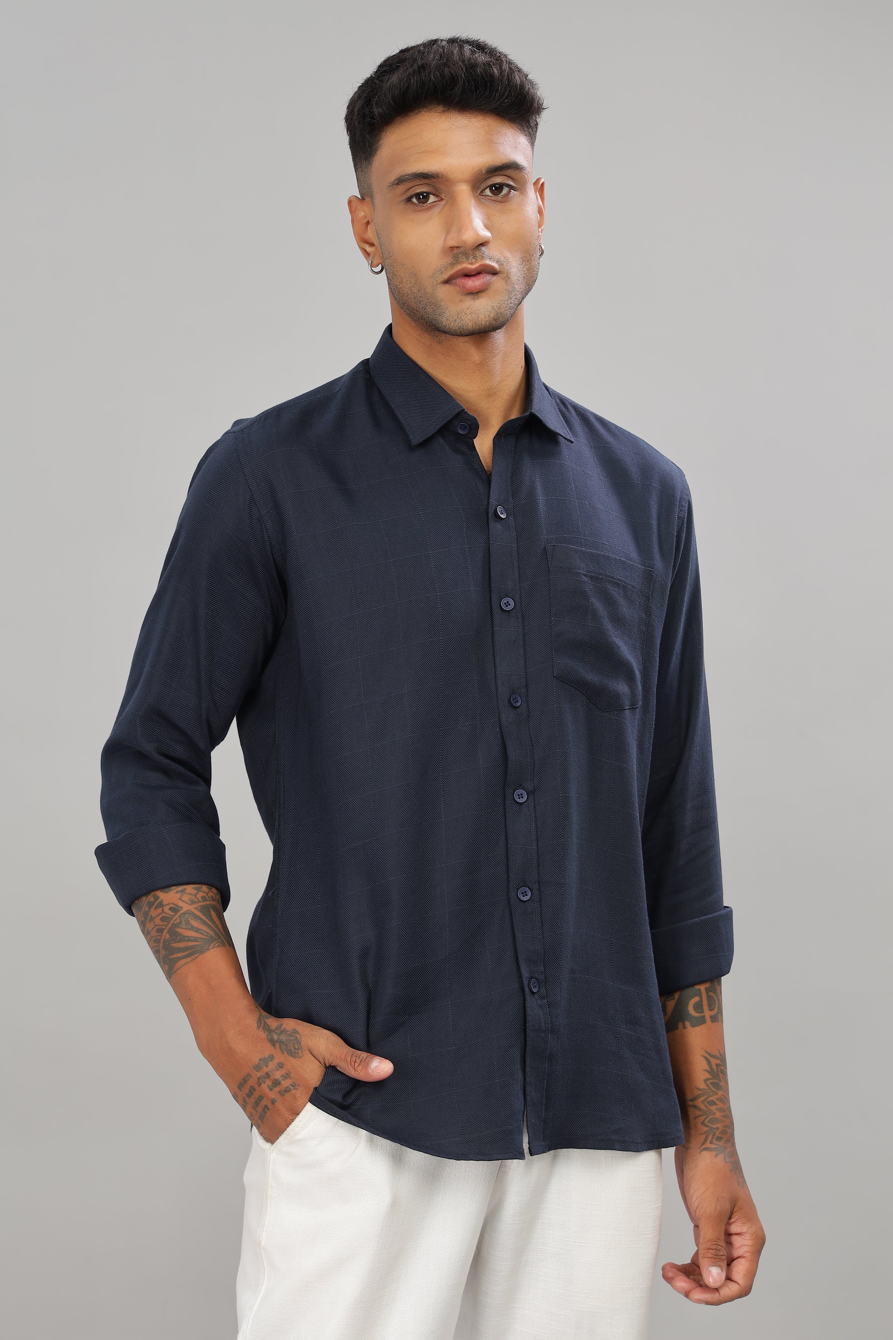 Navy Blue check shirt
