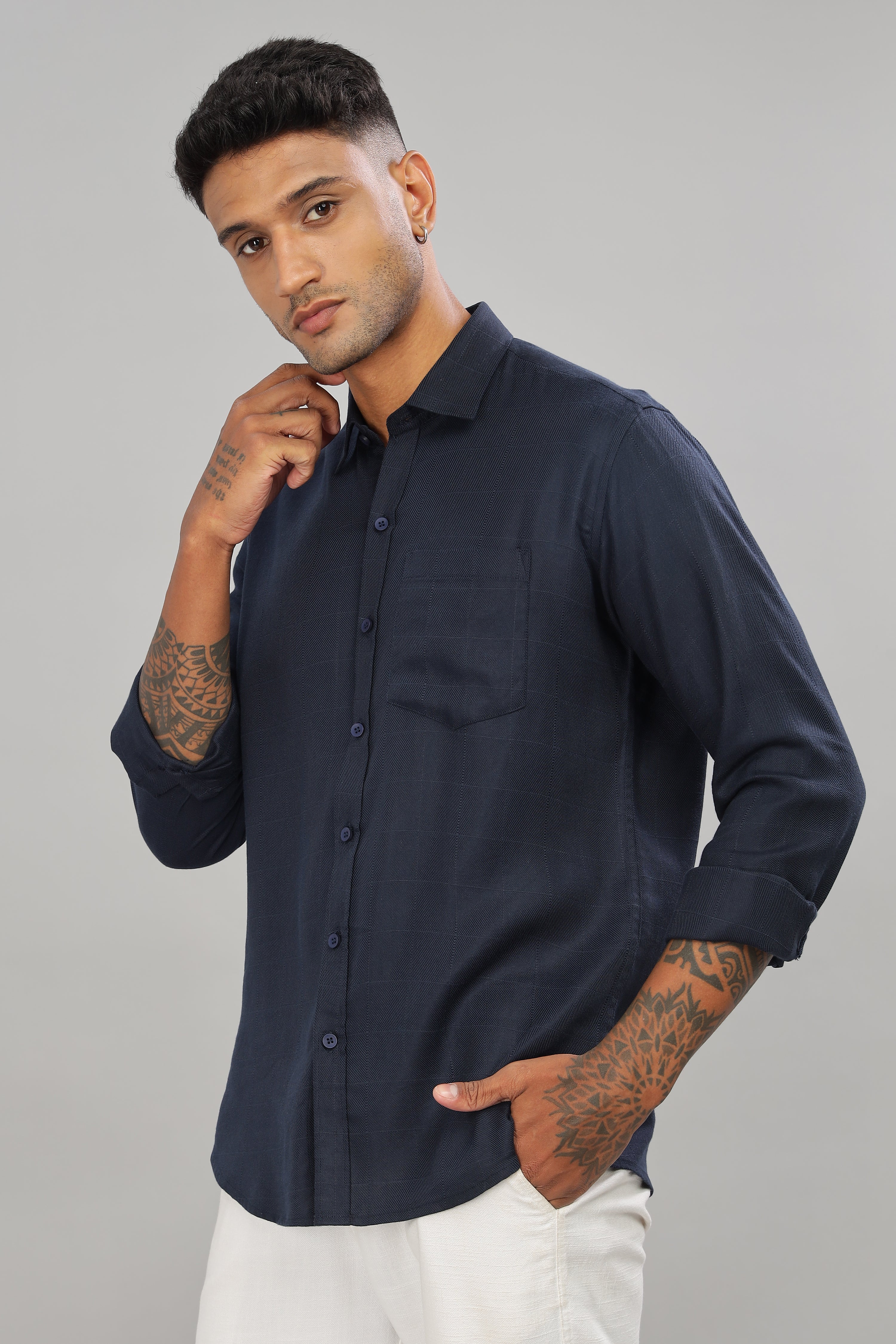 Navy Blue check shirt
