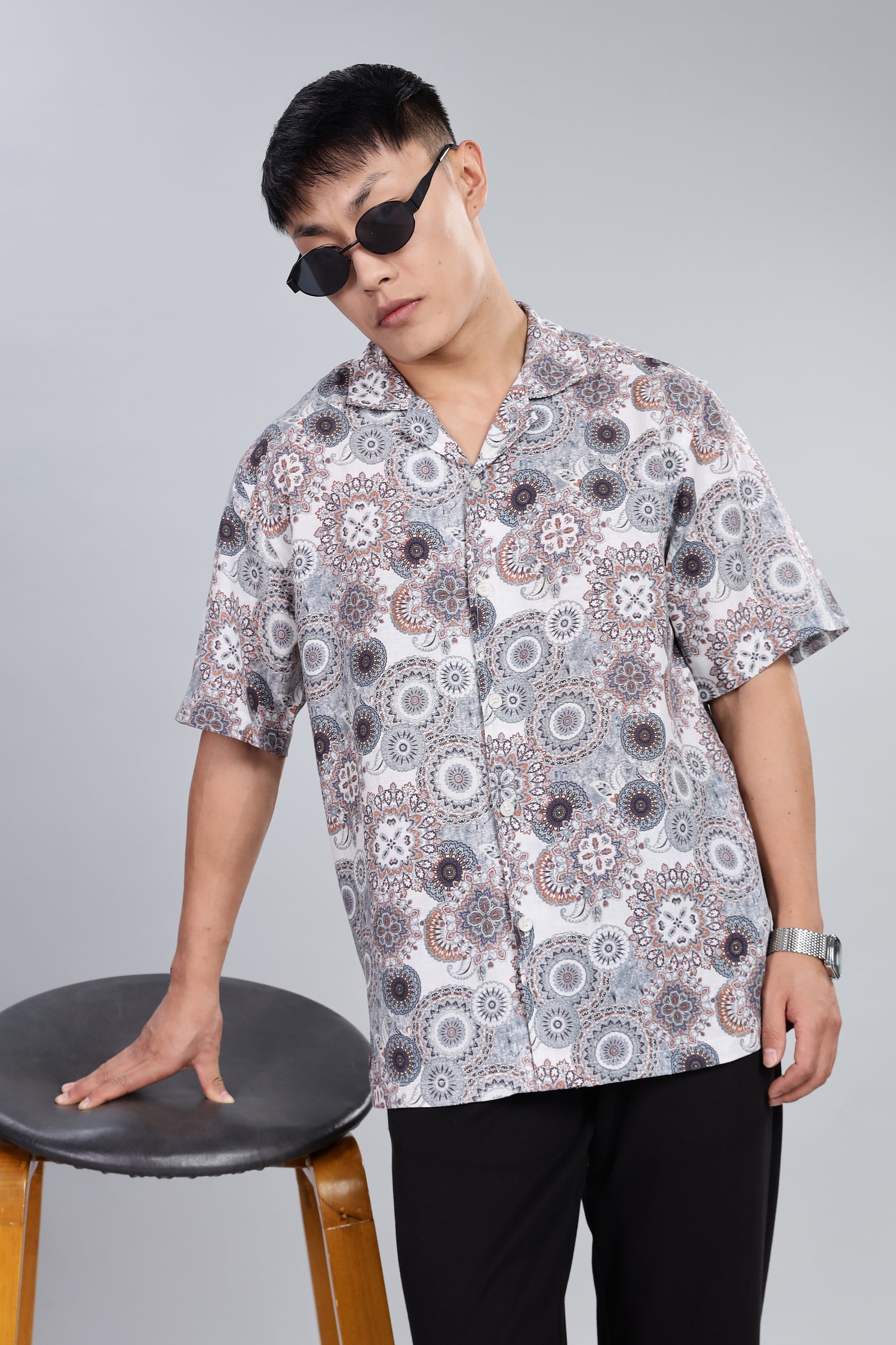 Box Fit Half Sleeve Shirt in Tencel and Linen