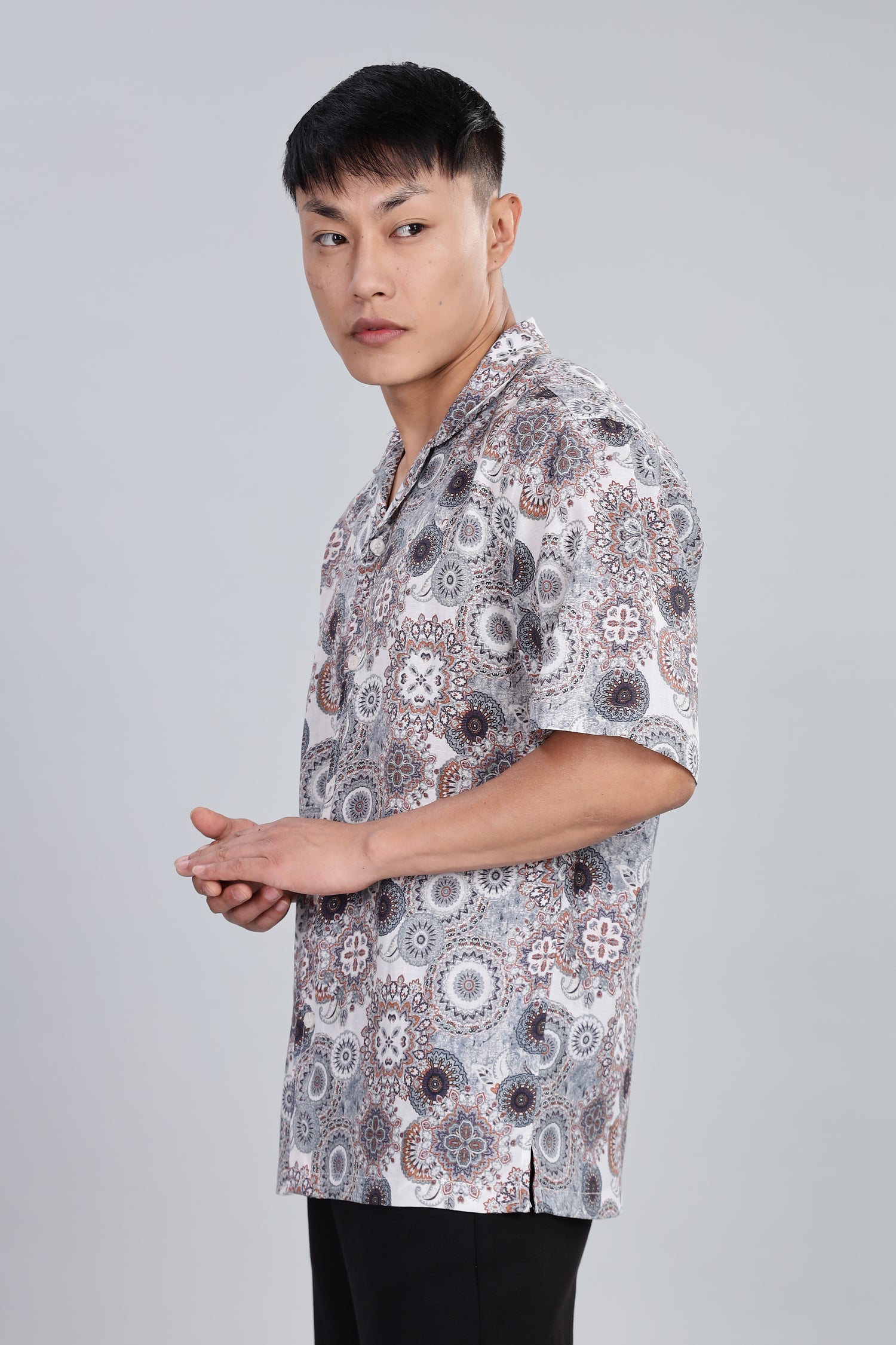 Box Fit Half Sleeve Shirt in Tencel and Linen