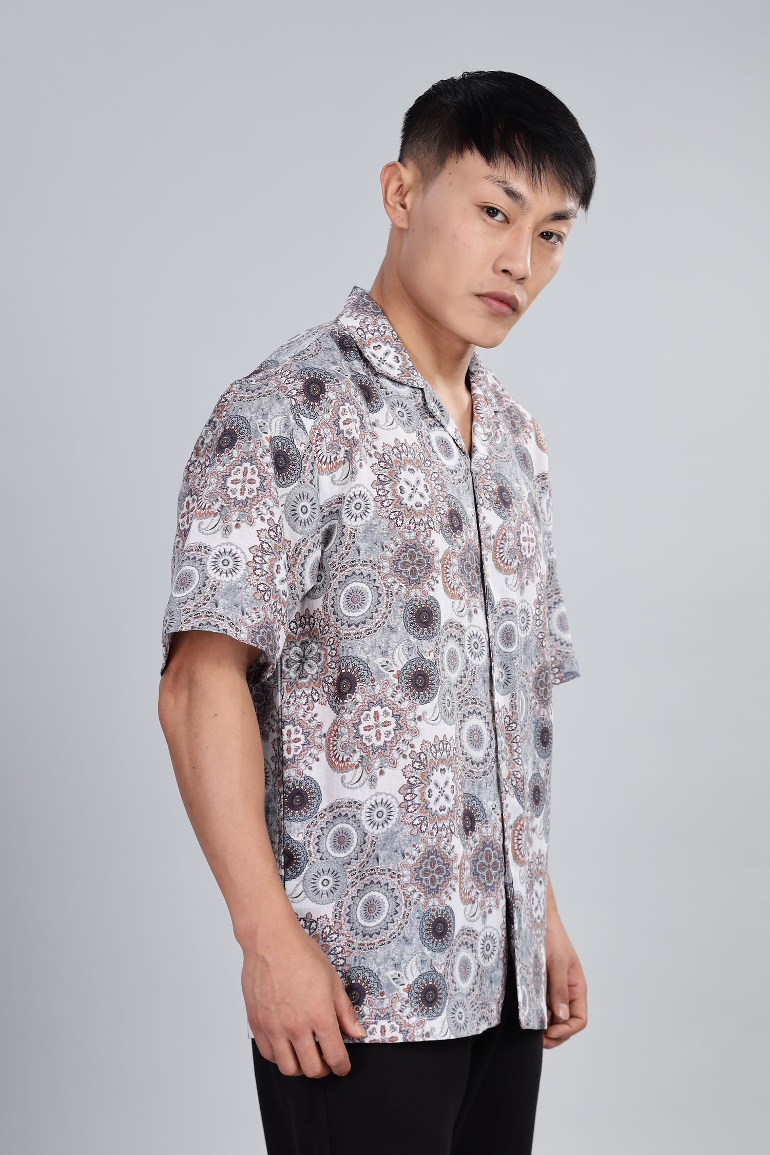 Box Fit Half Sleeve Shirt in Tencel and Linen