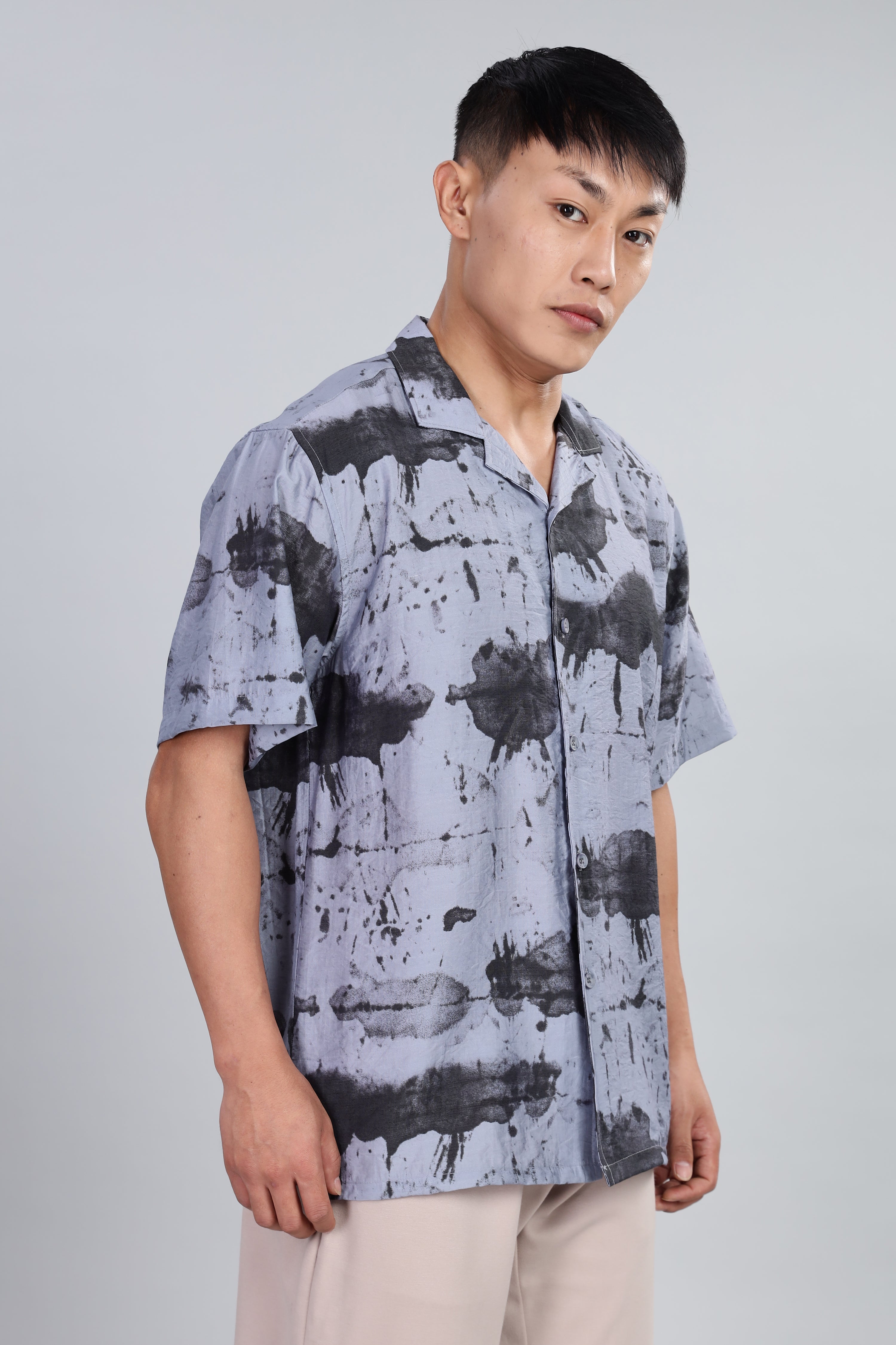 Box Fit Shirt in Cotton and Rayon Mix