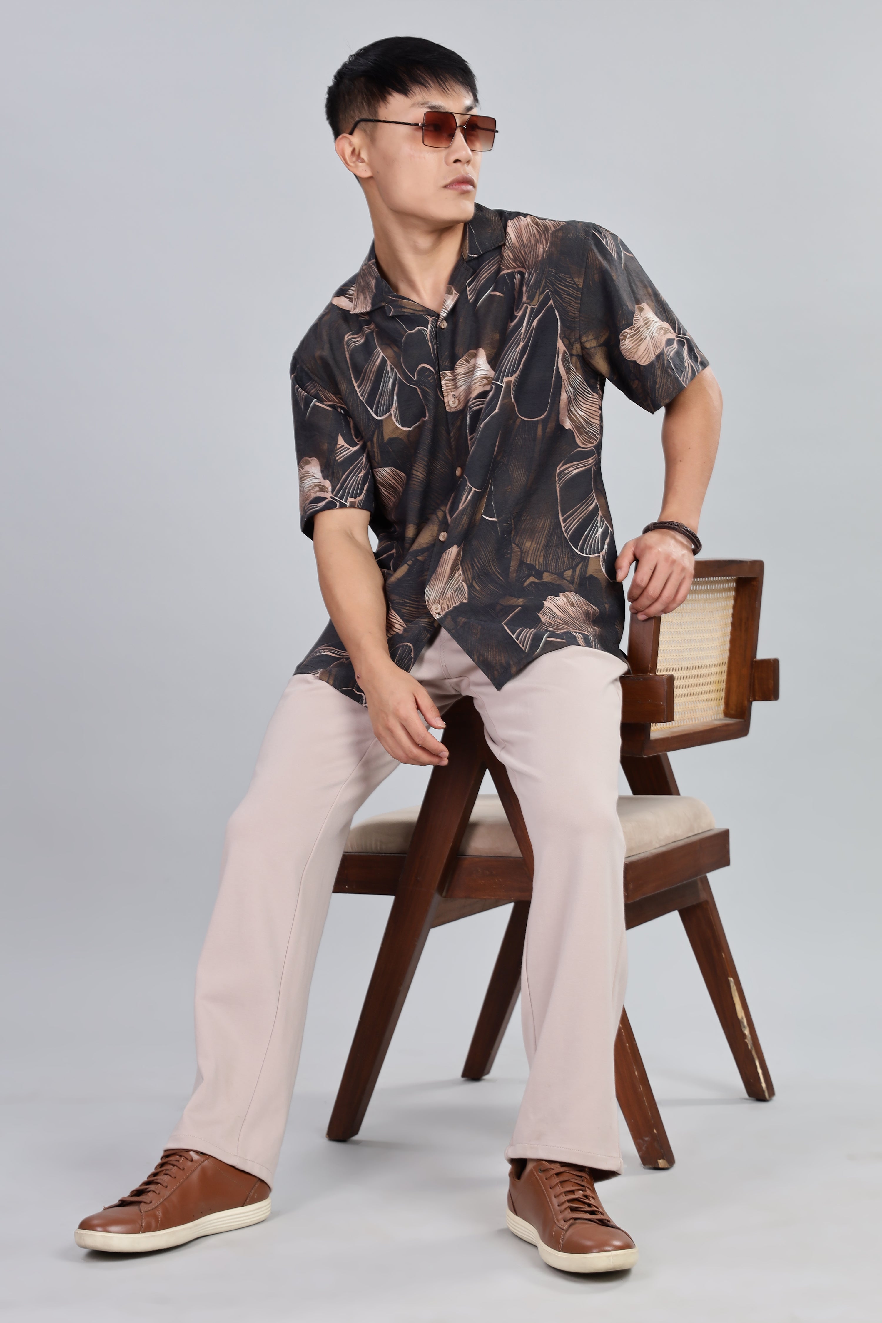 Box Fit Shirt in Cotton and Linen Mix
