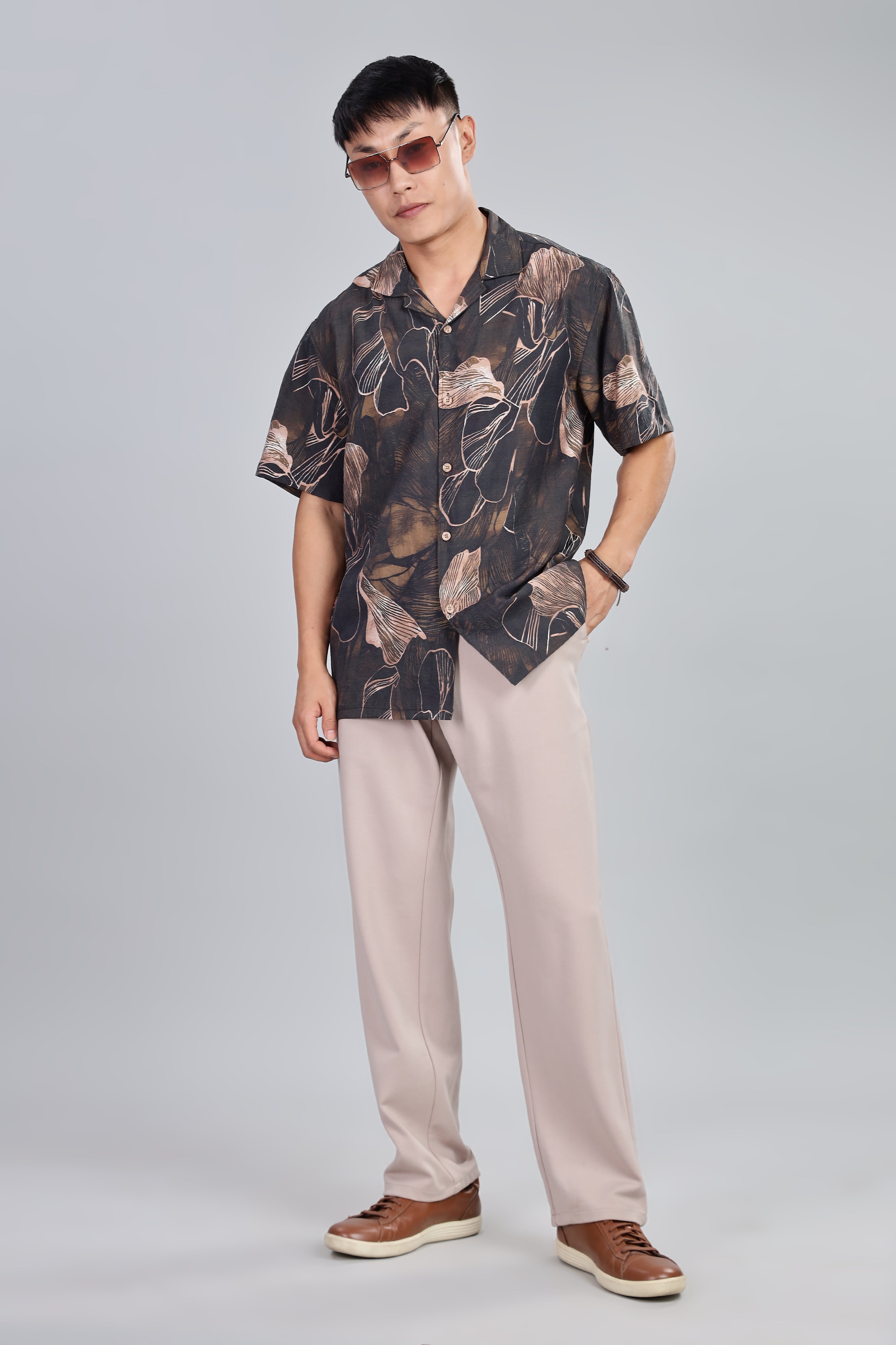 Box Fit Shirt in Cotton and Linen Mix