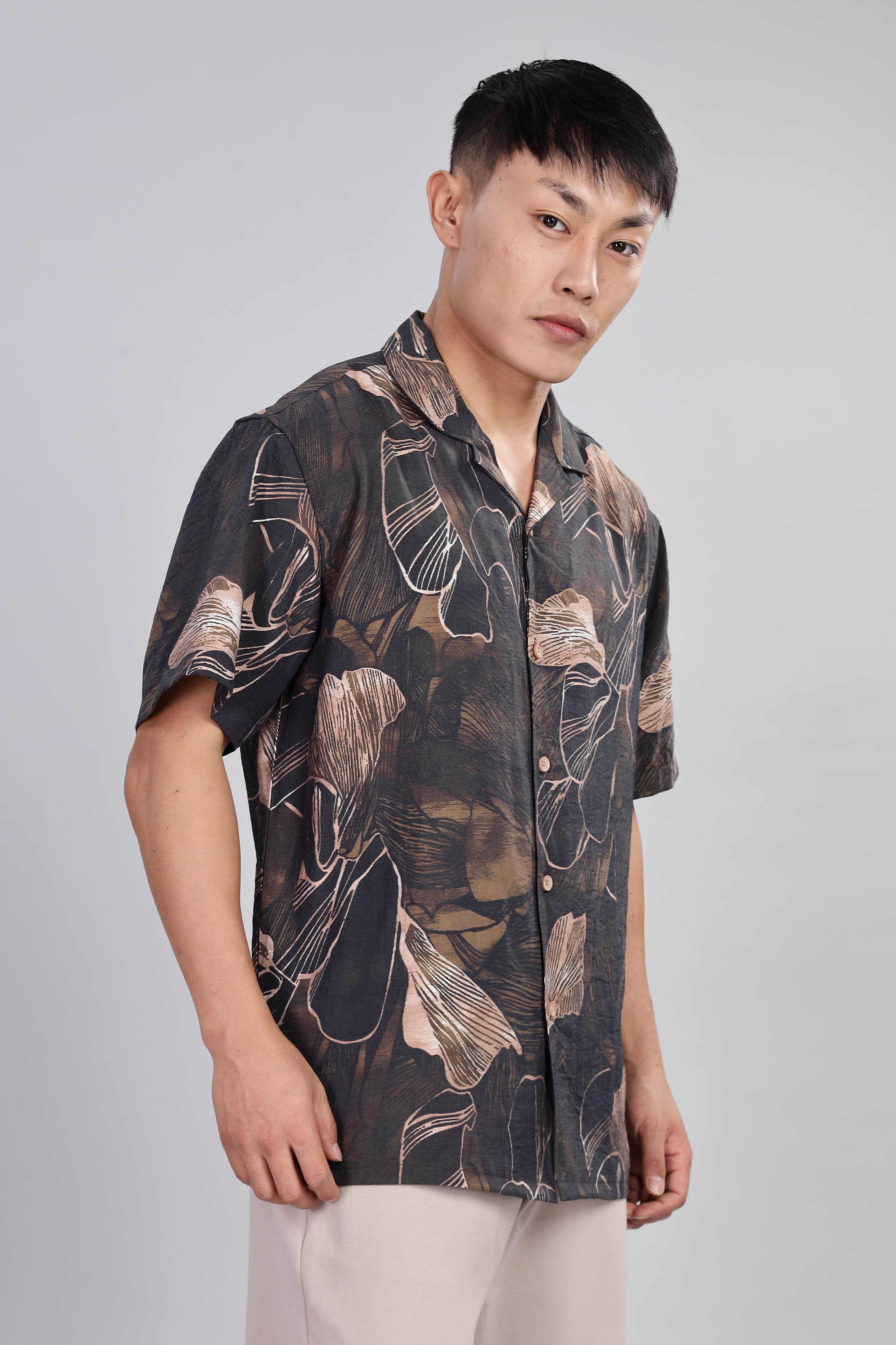 Box Fit Shirt in Cotton and Linen Mix
