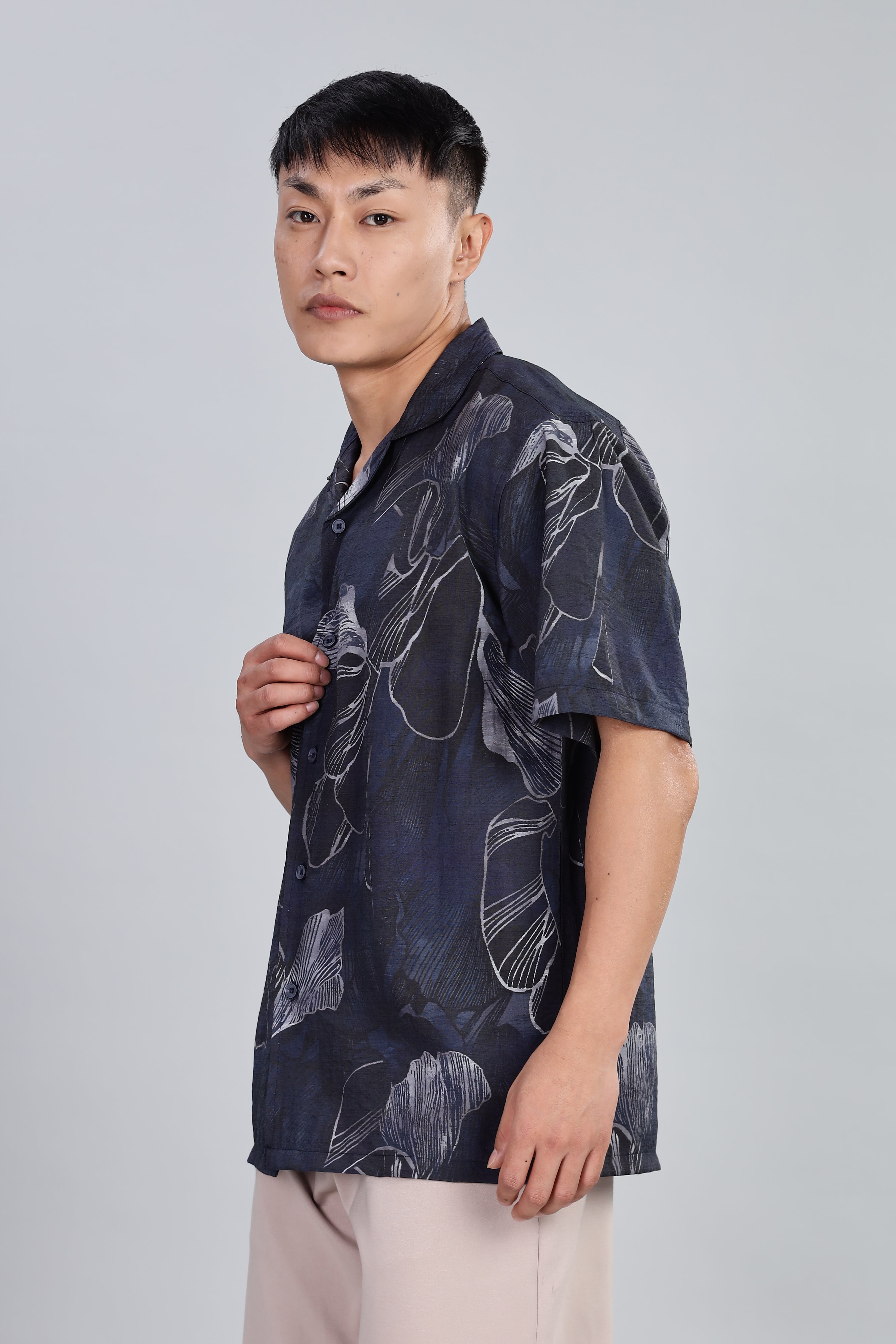 Box Fit Shirt in Cotton and Linen Mix