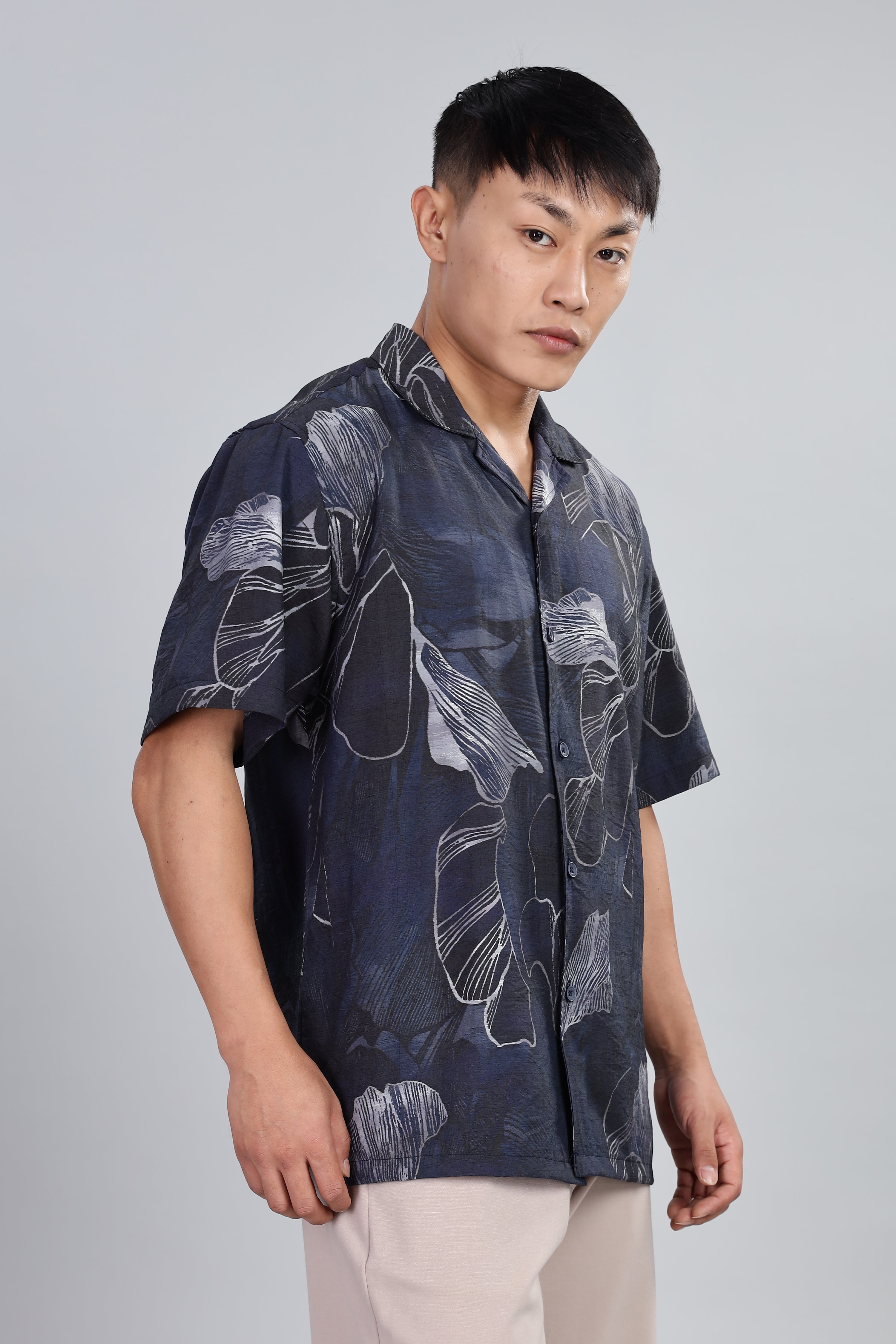 Box Fit Shirt in Cotton and Linen Mix