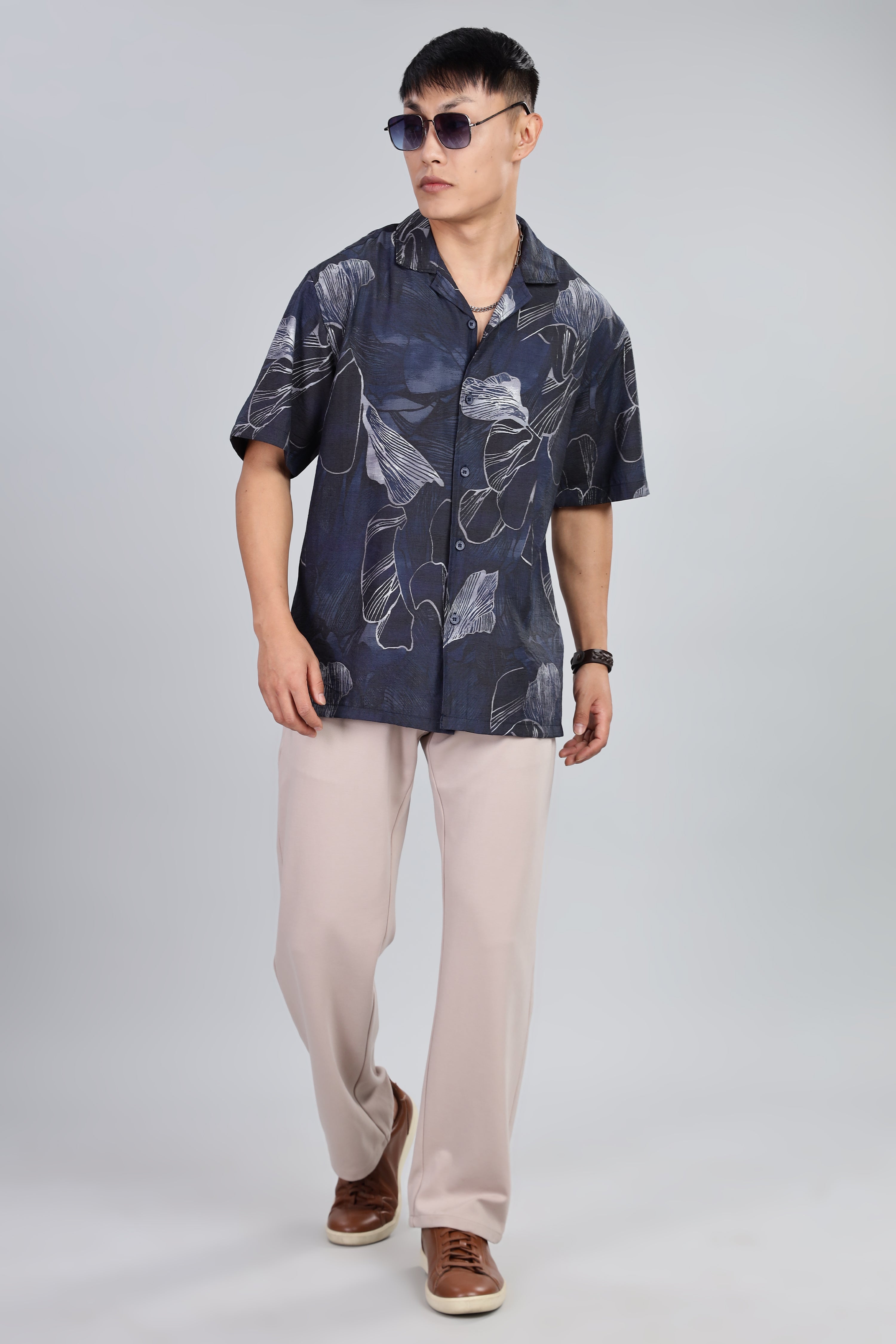 Box Fit Shirt in Cotton and Linen Mix