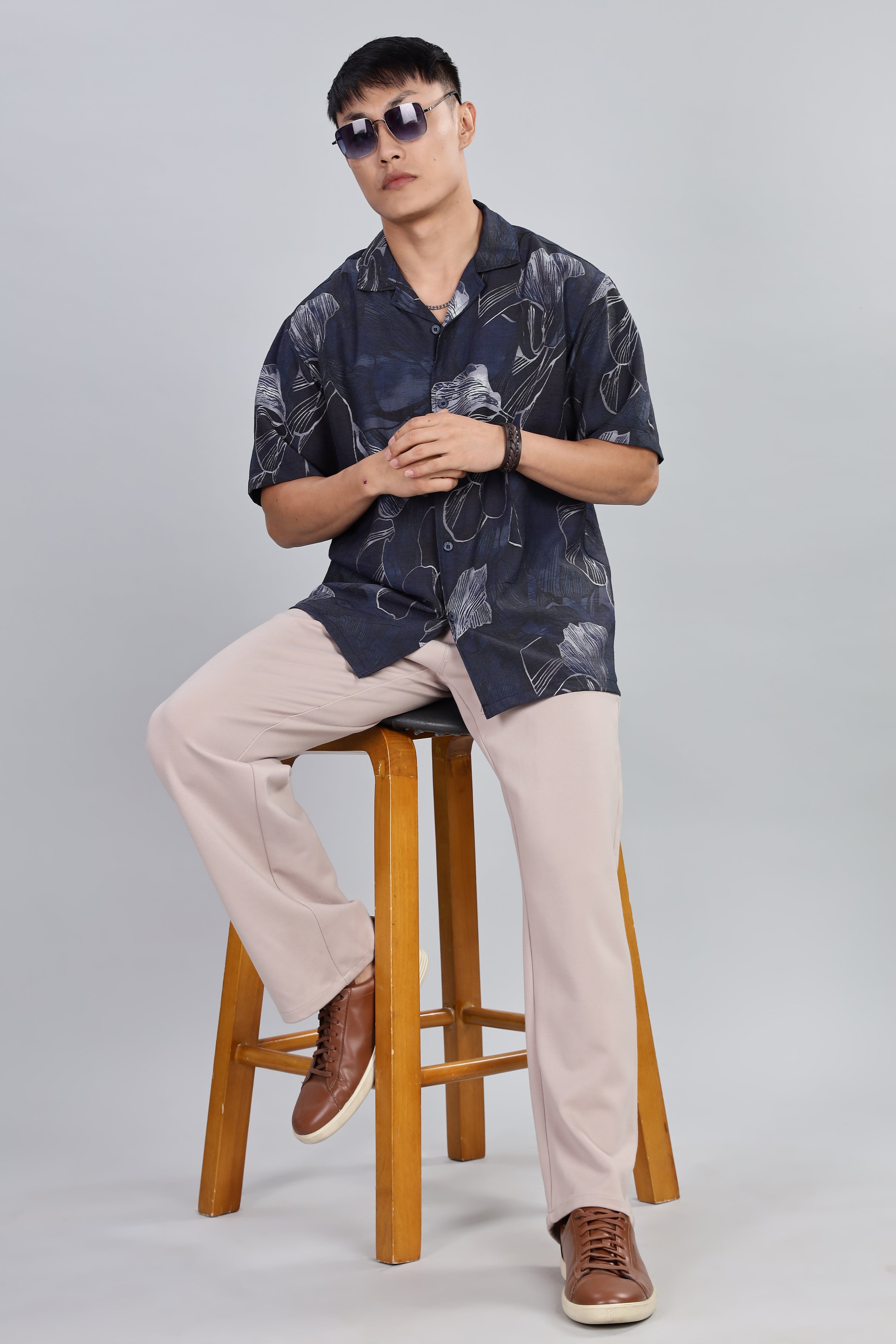 Box Fit Shirt in Cotton and Linen Mix
