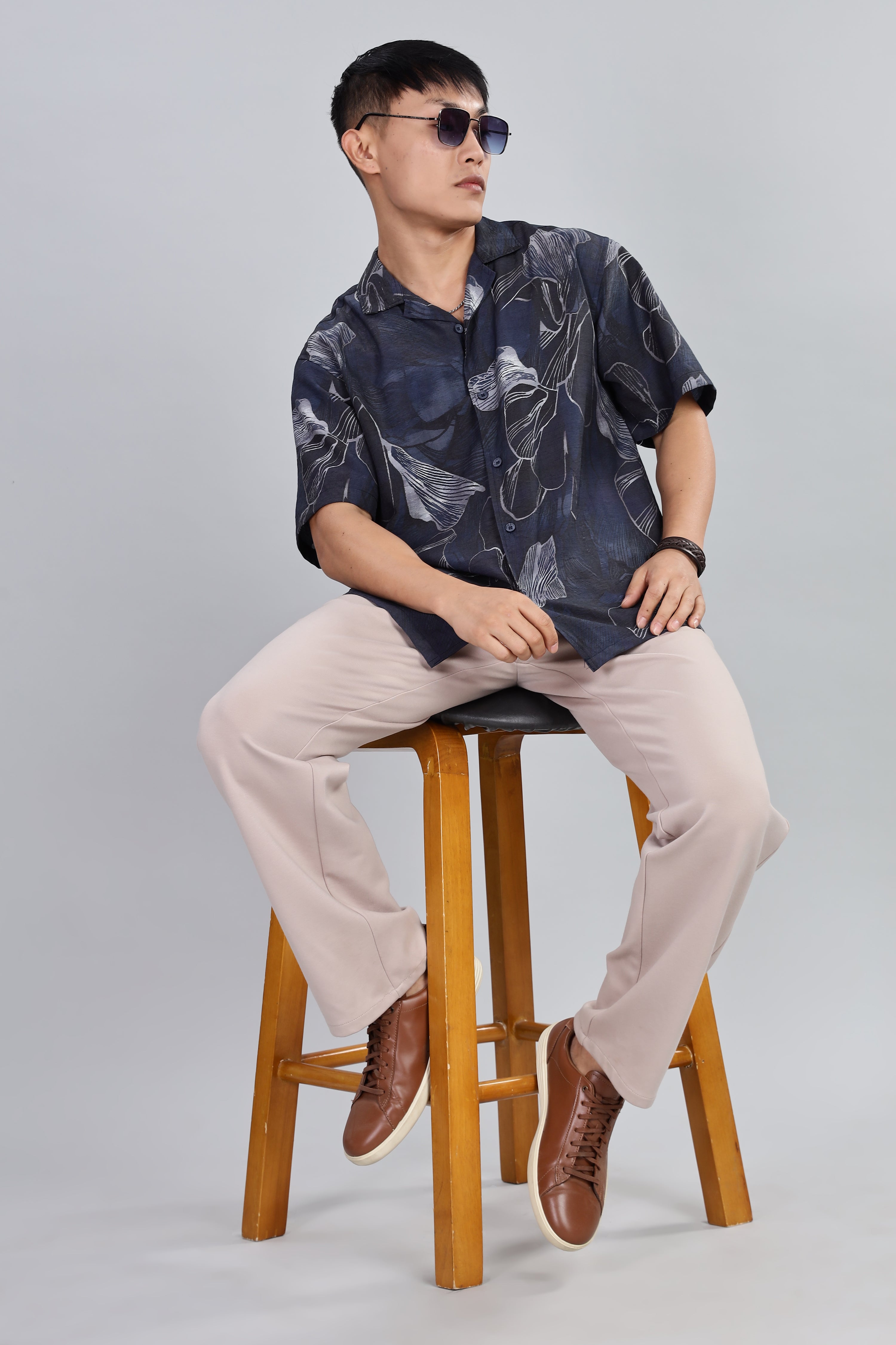 Box Fit Shirt in Cotton and Linen Mix