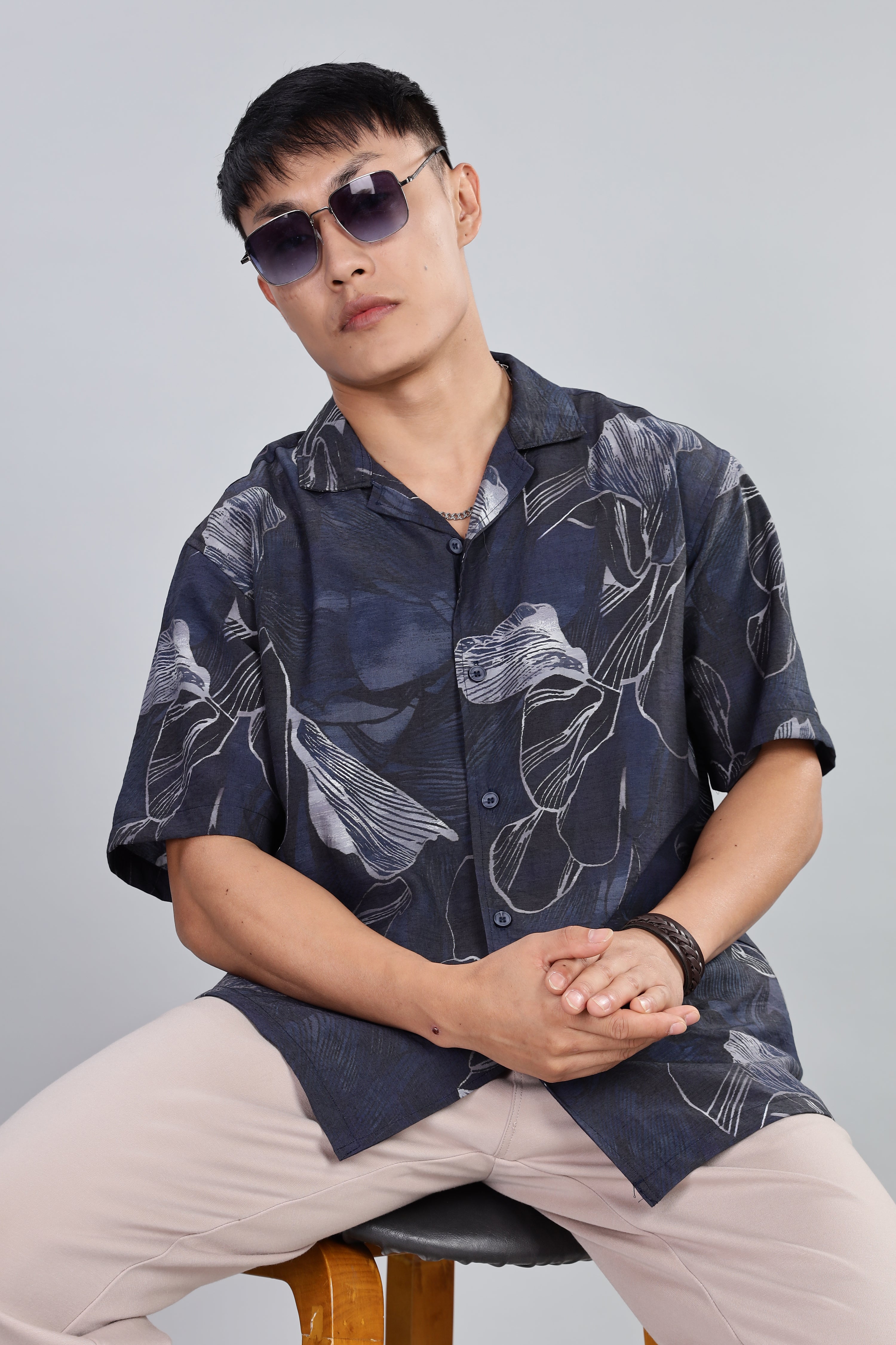 Box Fit Shirt in Cotton and Linen Mix