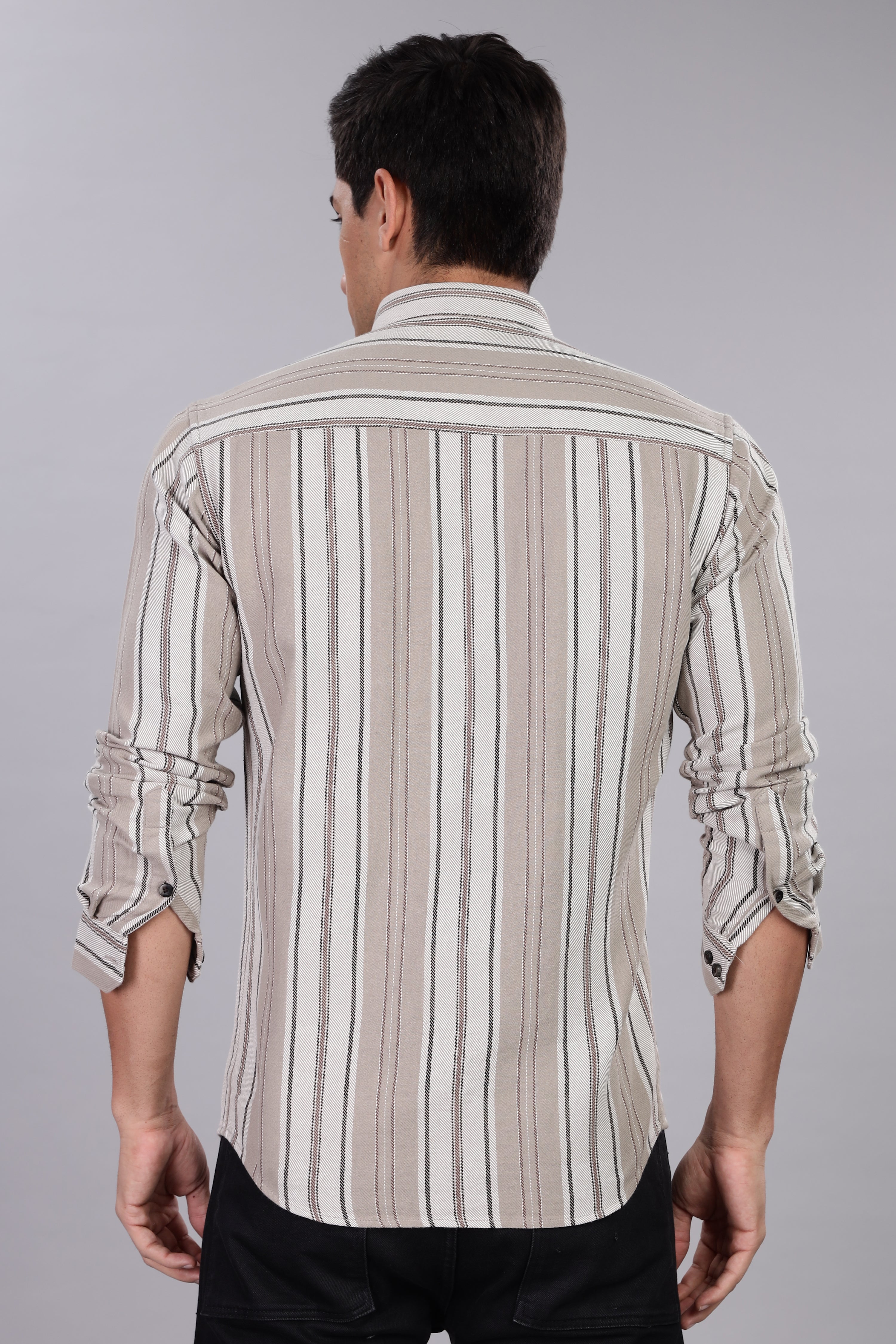 Beige Striped Regular Fit Shirt