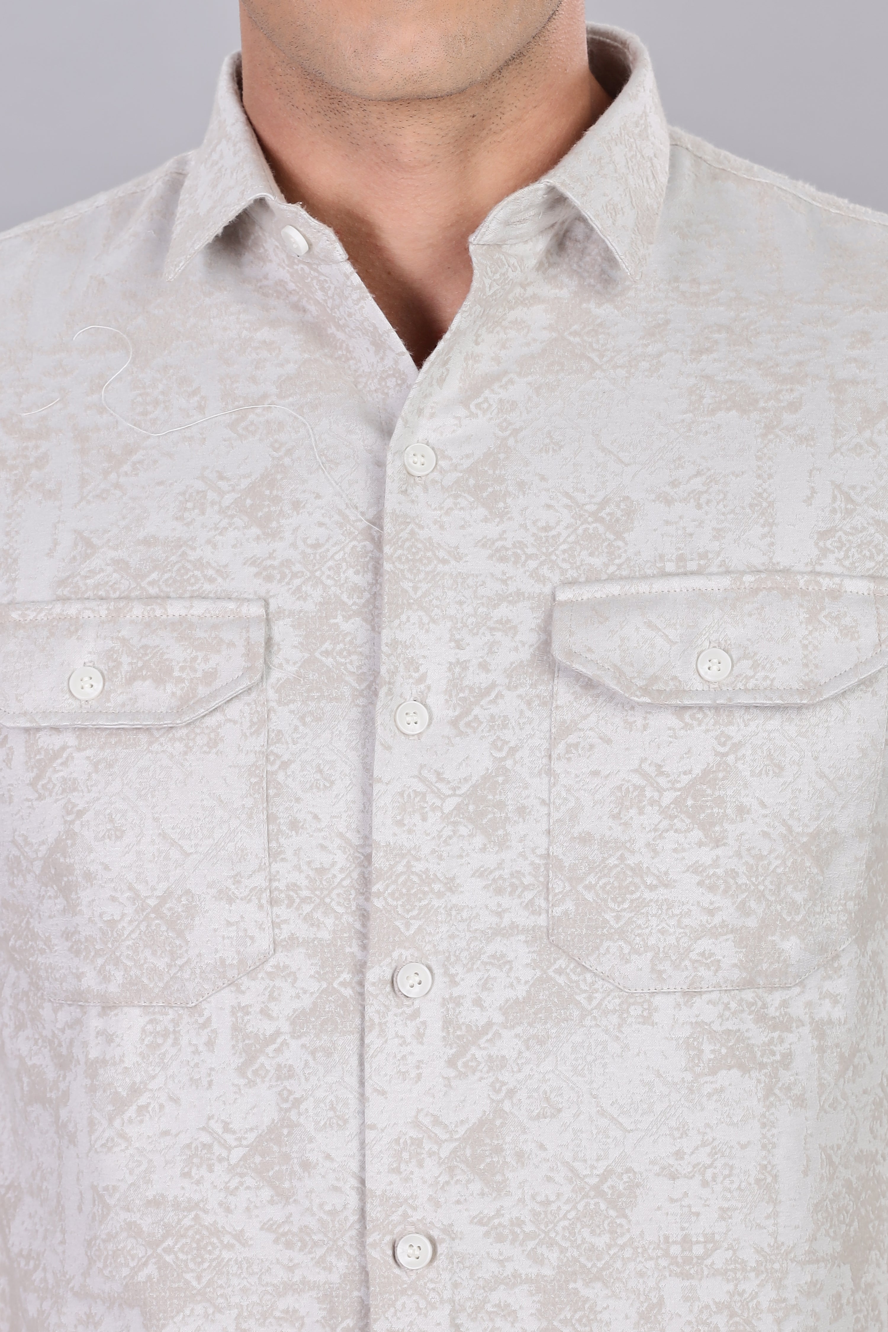 White Corduroy Smart Fit Double Pocket Shirt