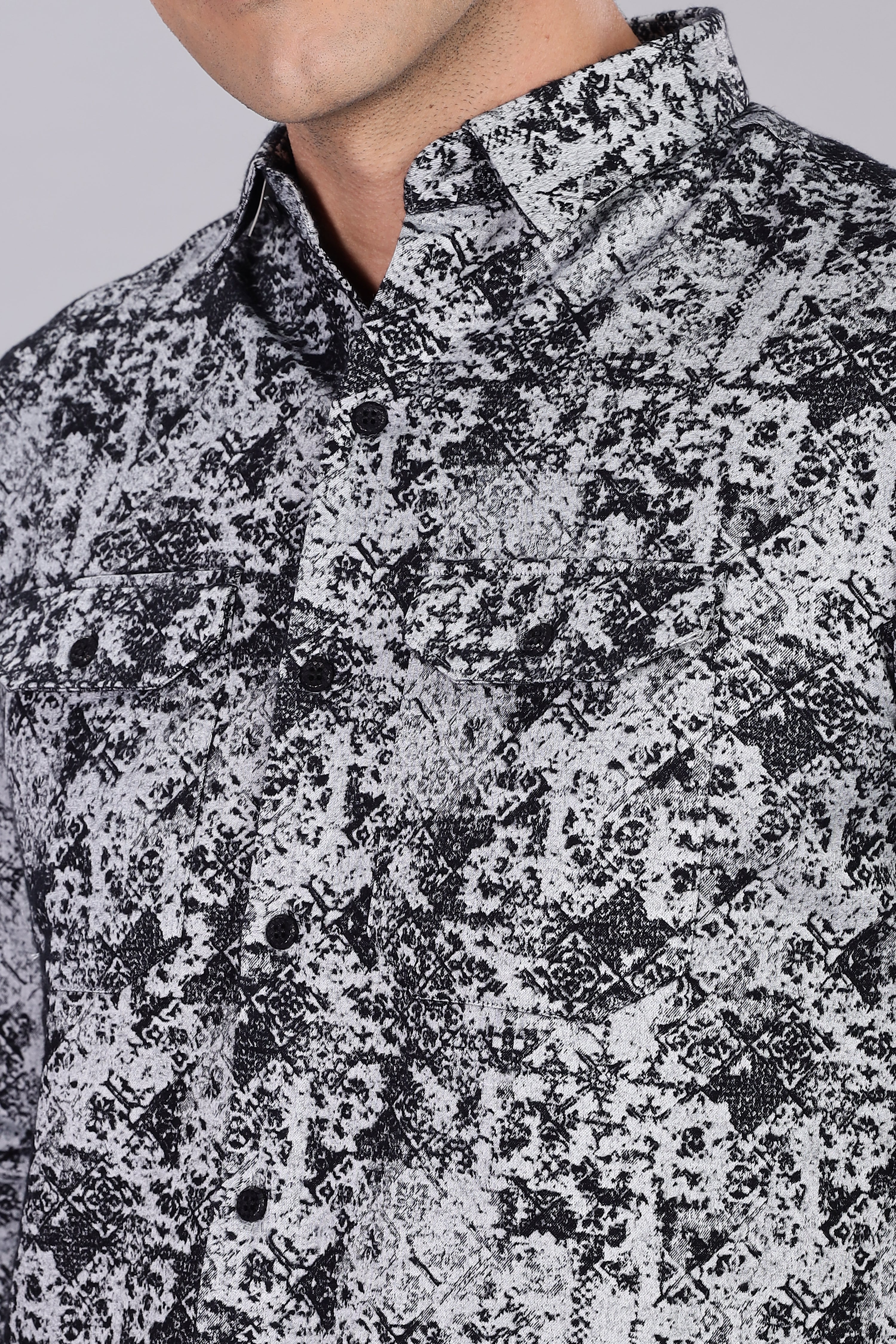 Black Corduroy Smart Fit Double Pocket Shirt