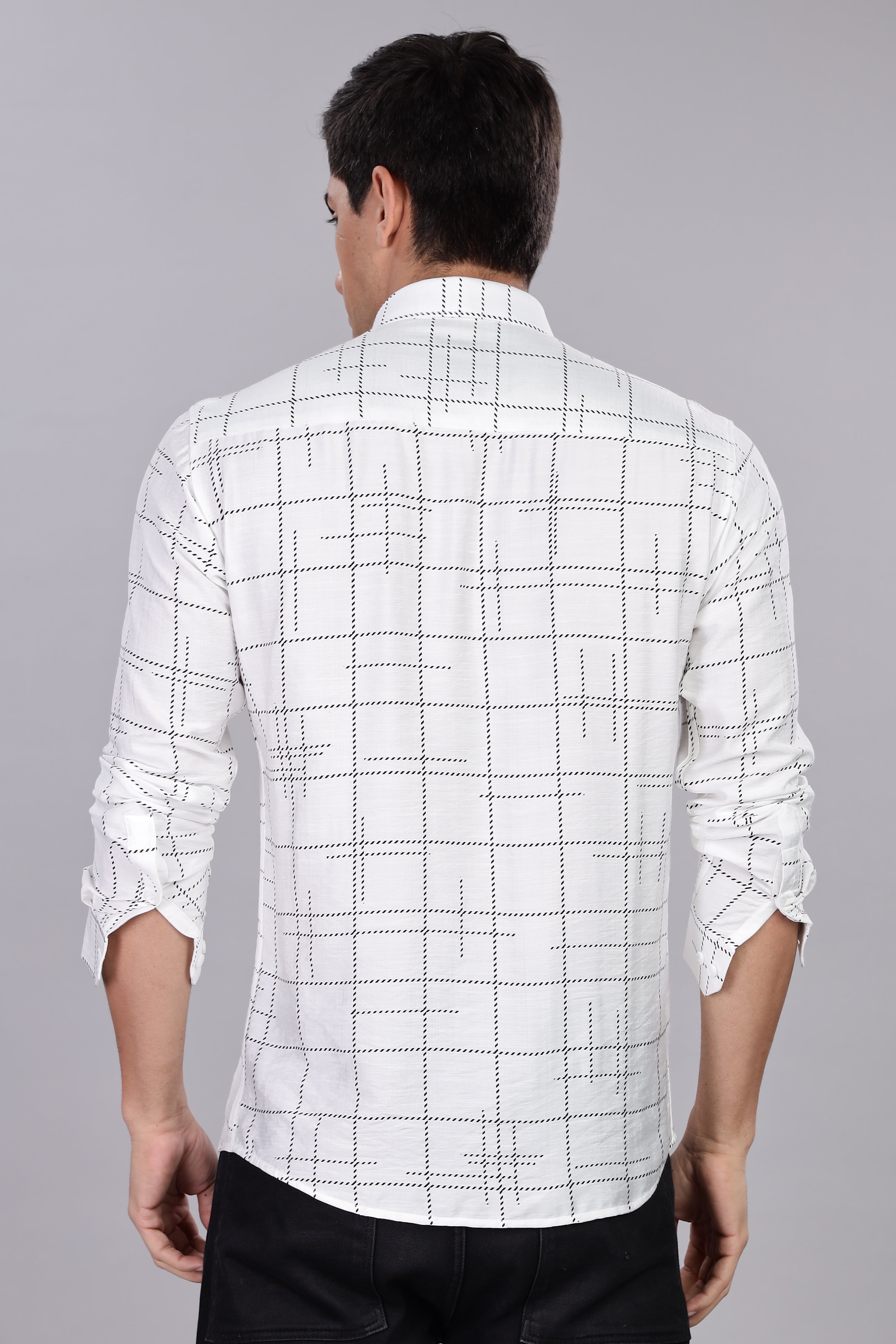 Regular Fit White Shirt With Dot Lining