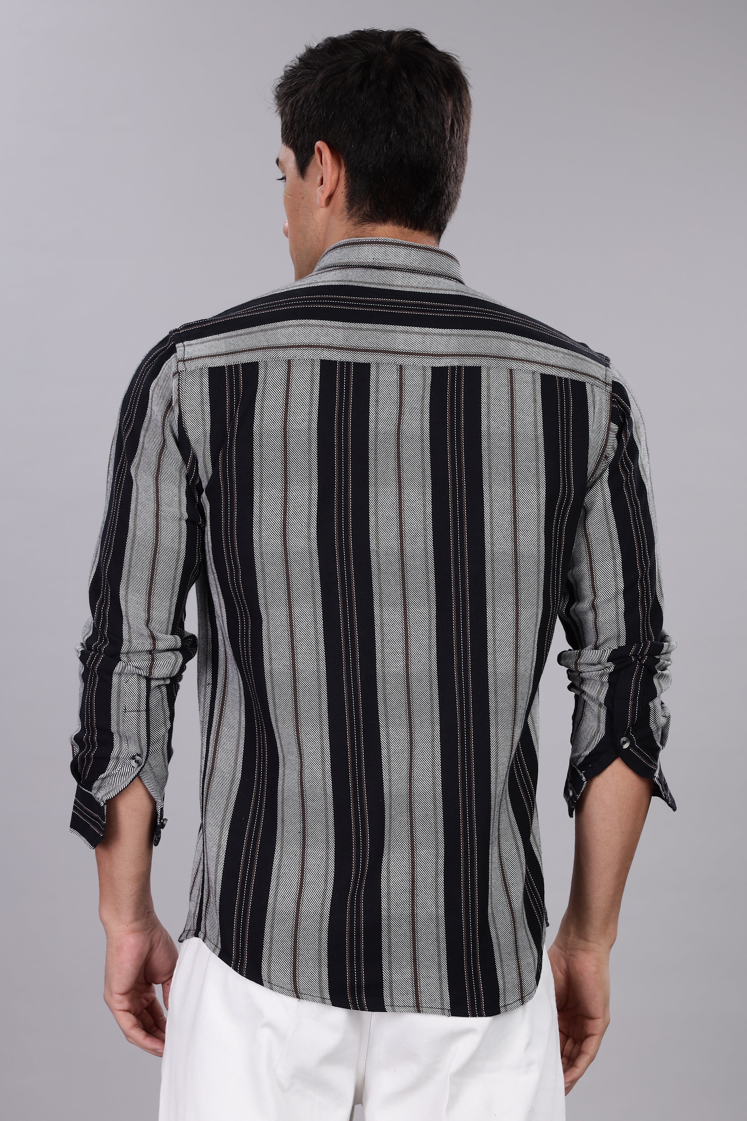 Black Striped Regular Fit Shirt