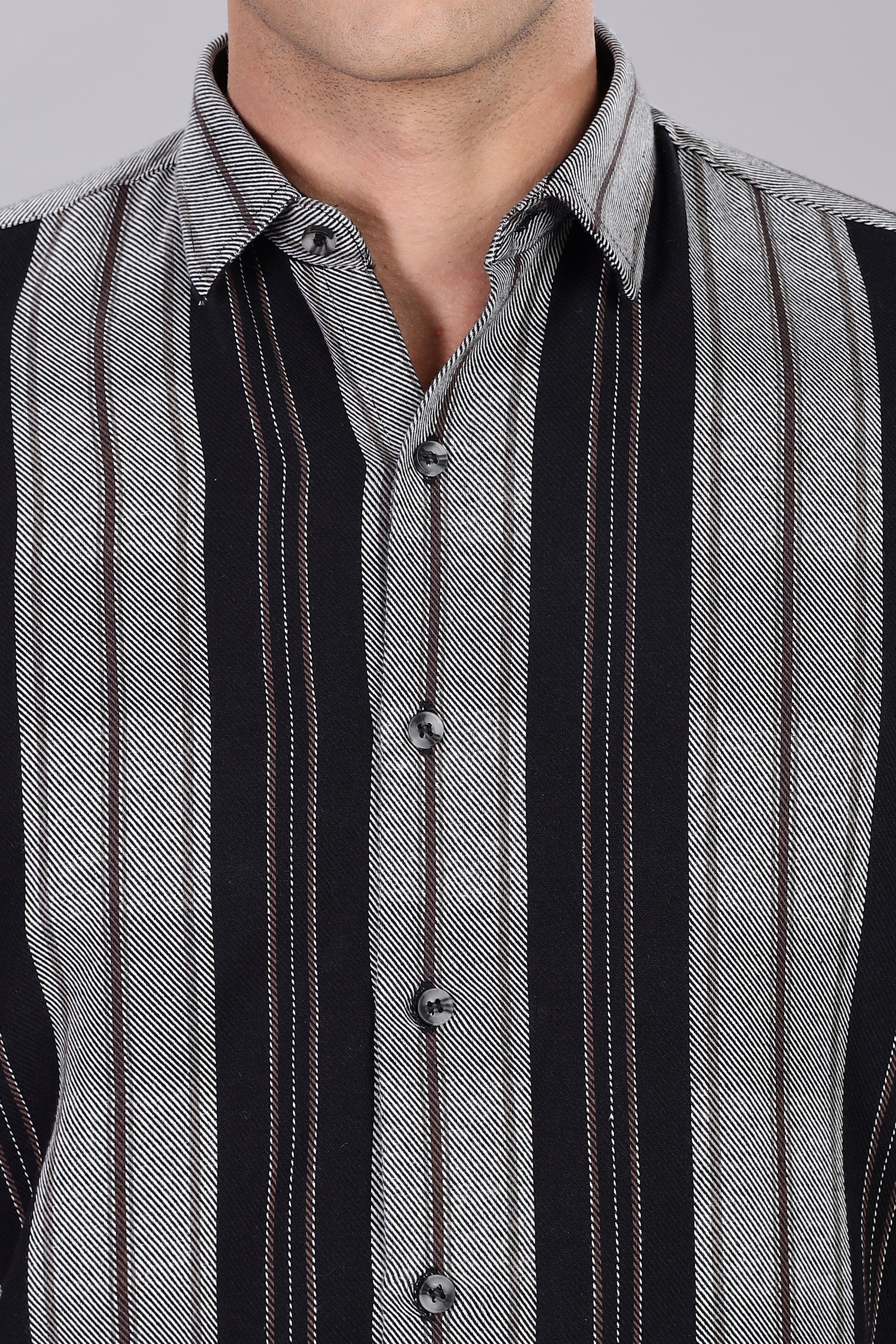 Black Striped Regular Fit Shirt