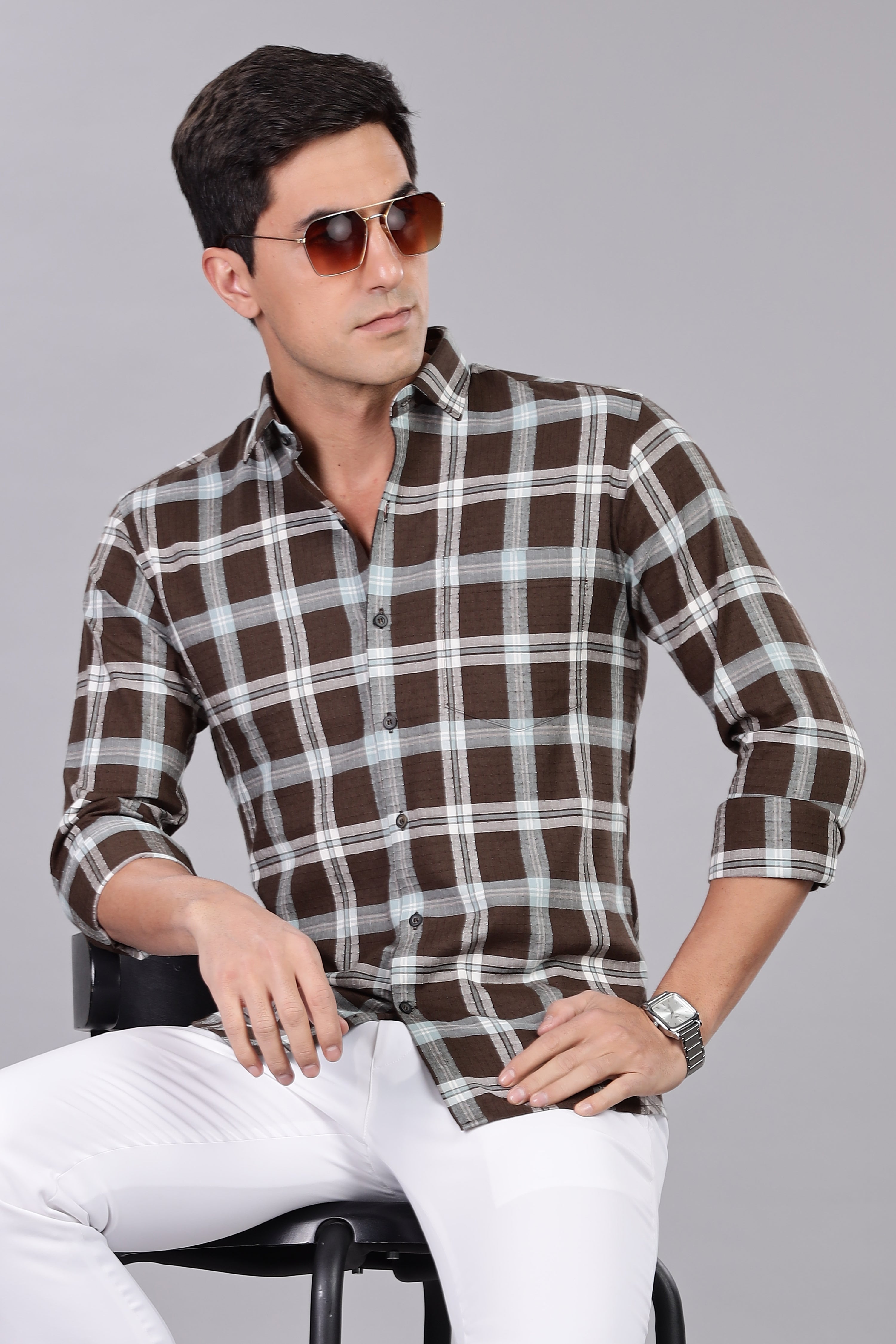 Straight Fit Checkered Shirt - Full Sleeve