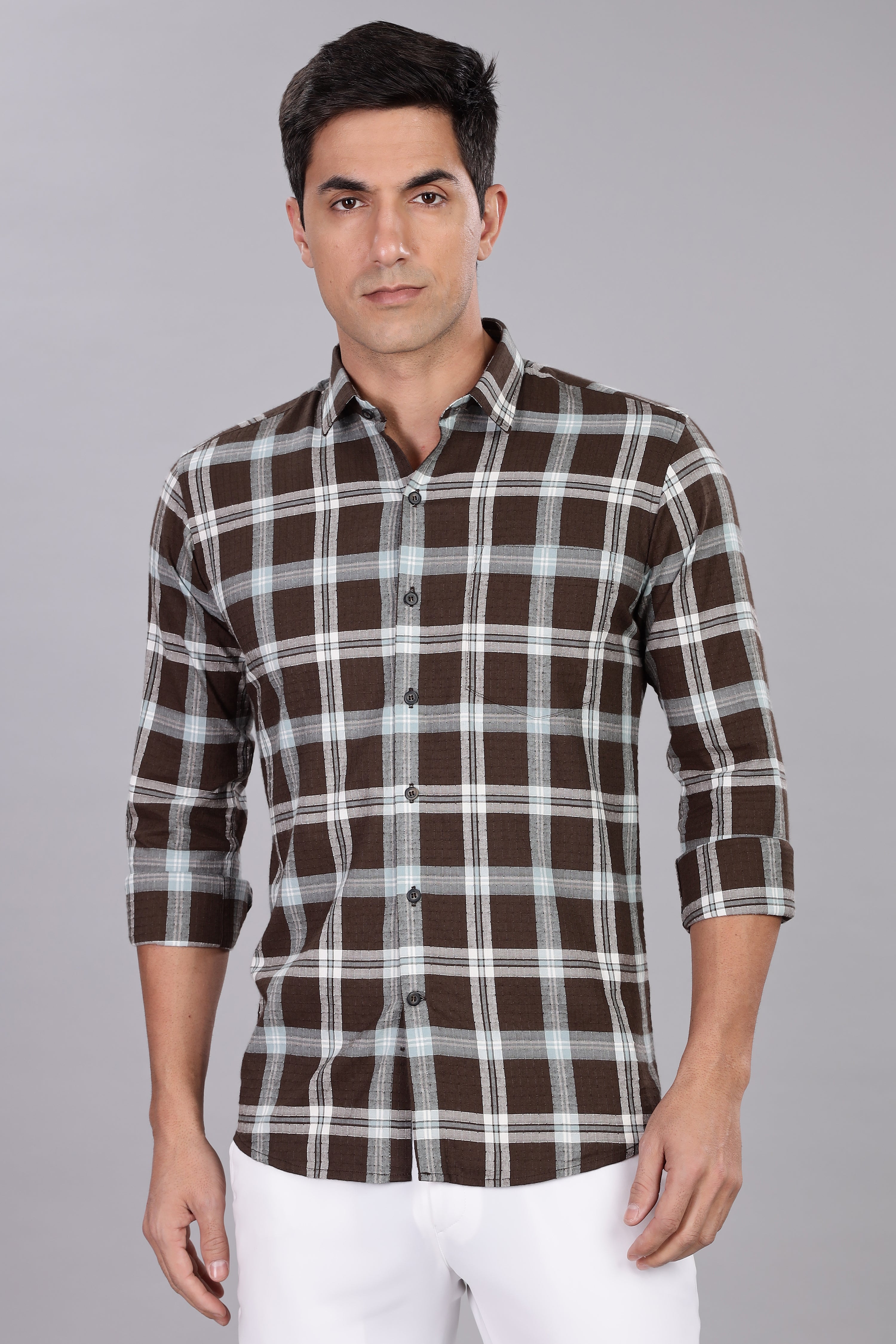 Straight Fit Checkered Shirt - Full Sleeve