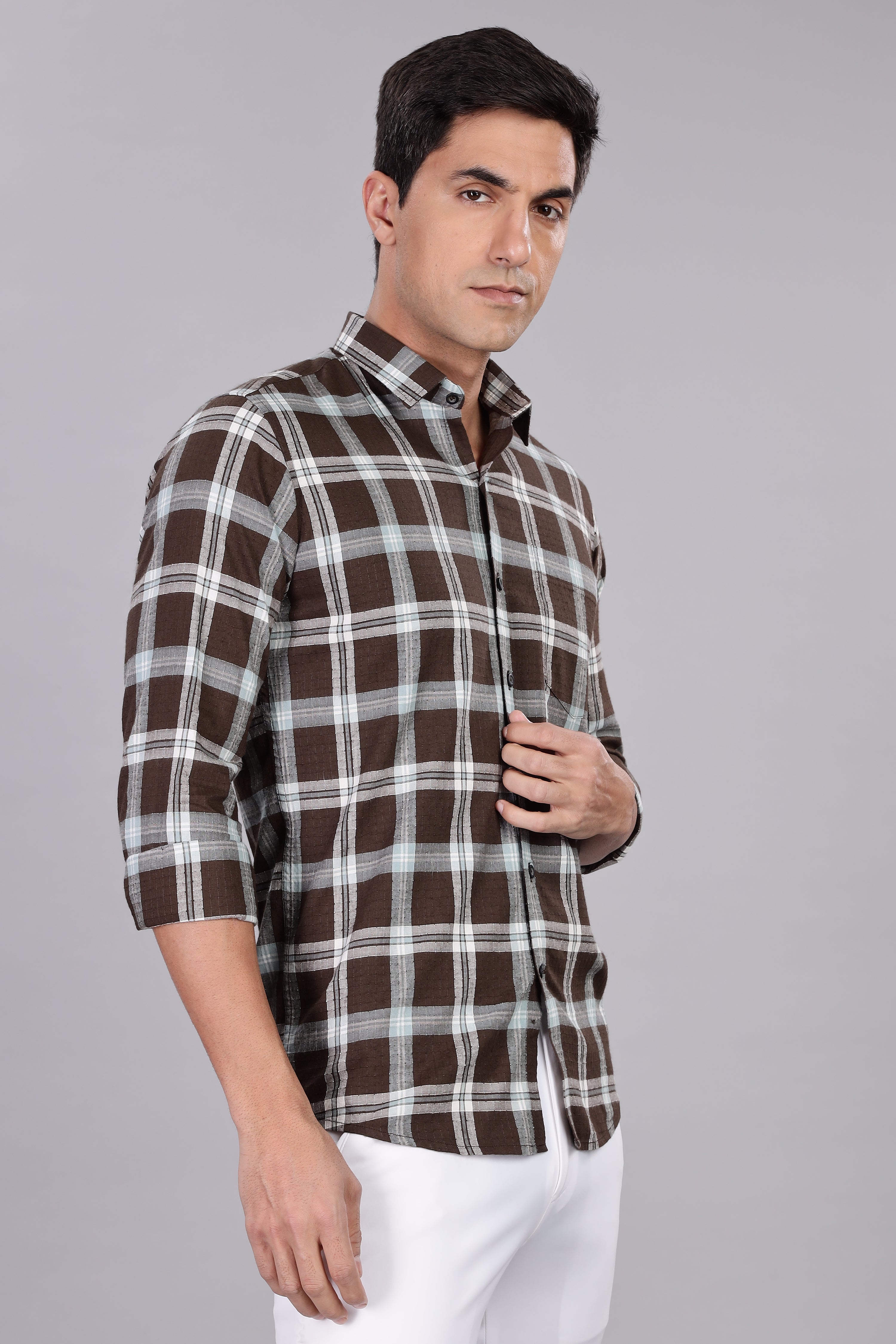 Straight Fit Checkered Shirt - Full Sleeve