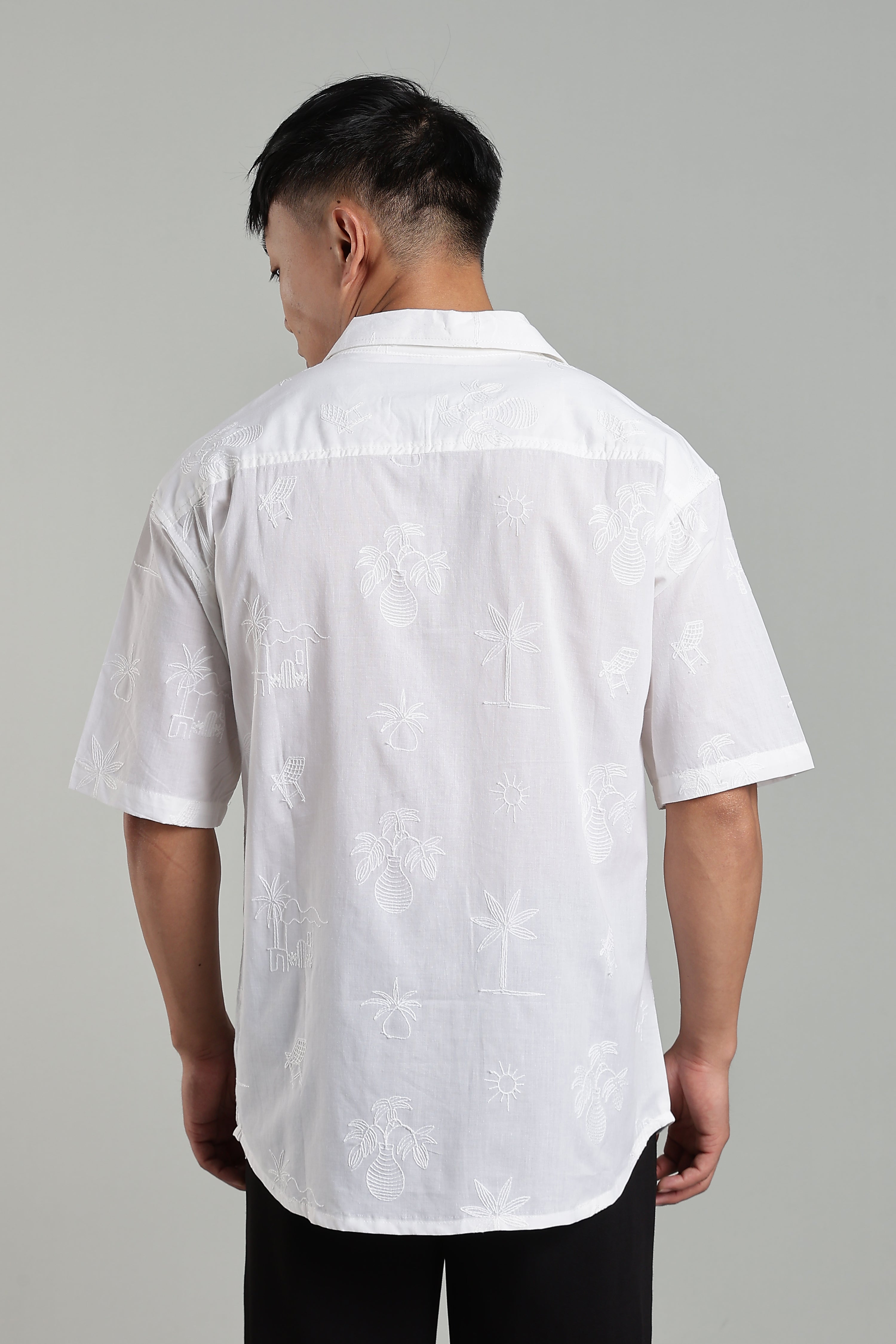 CAPDAZZ PURE COTTON EMBO WHITE SHIRT
