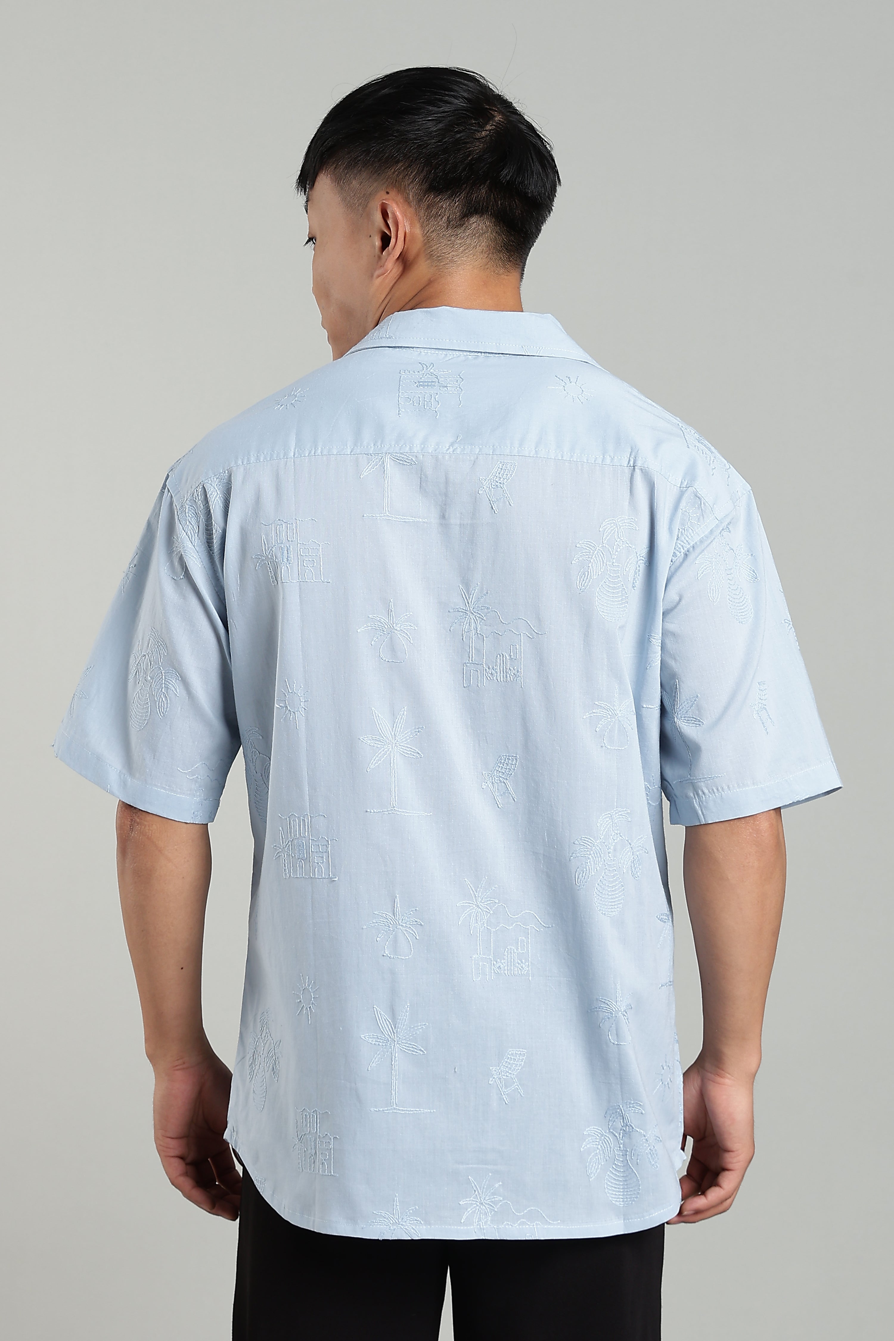 CAPDAZZ PURE COTTON EMBO SKY BLUE SHIRT