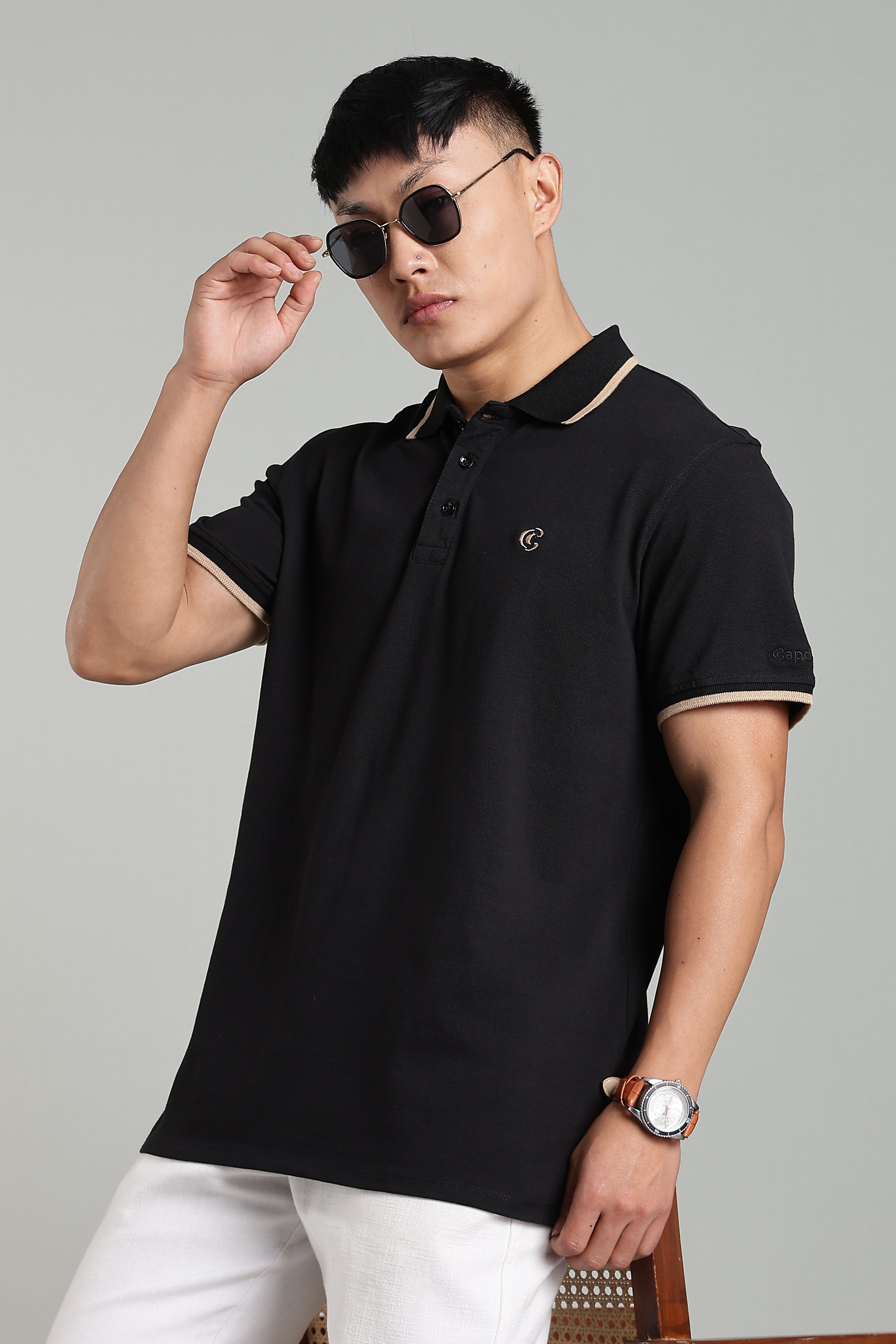 CAPDAZZ BLACK POLO T-SHIRT