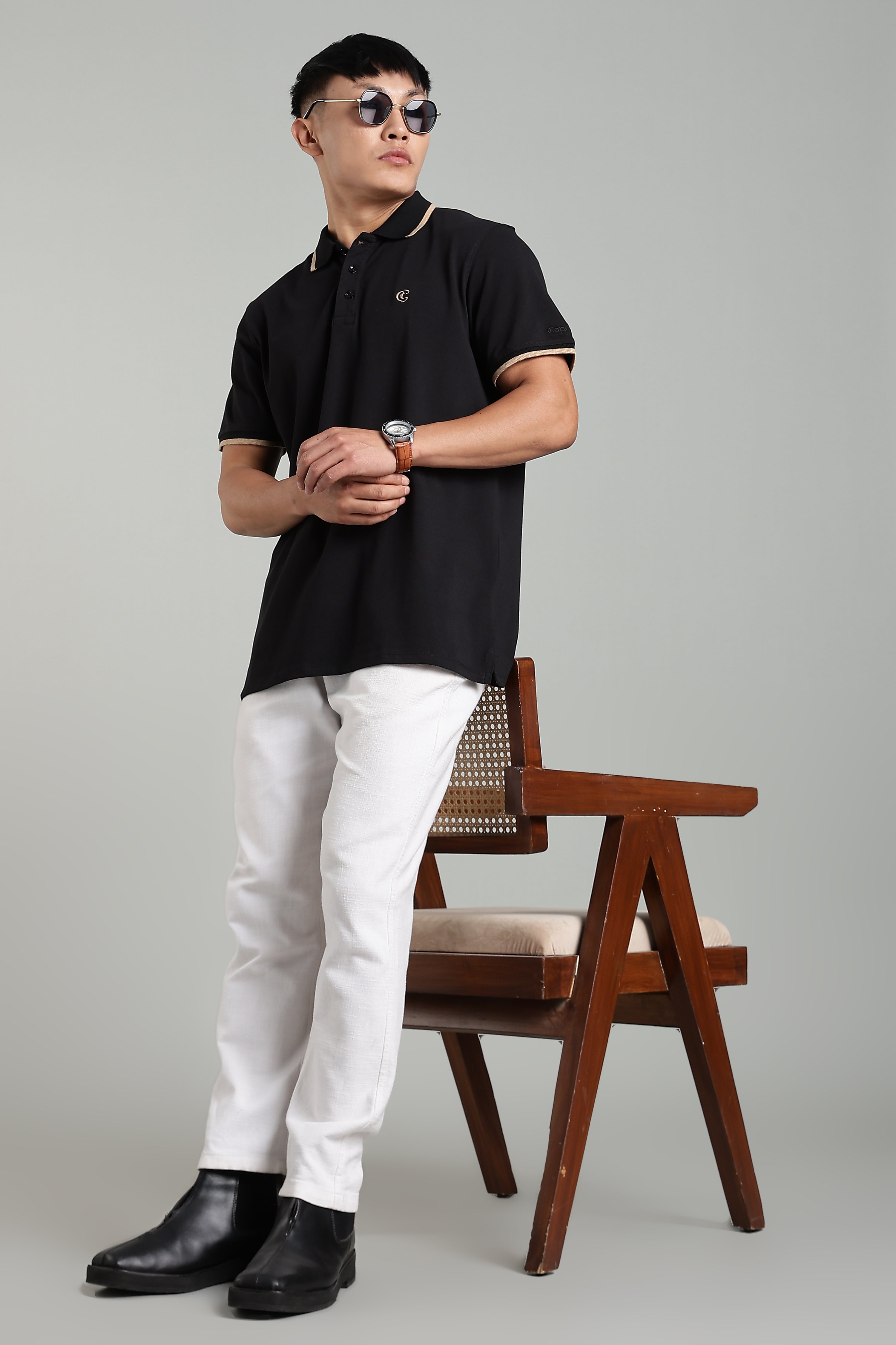 CAPDAZZ BLACK POLO T-SHIRT
