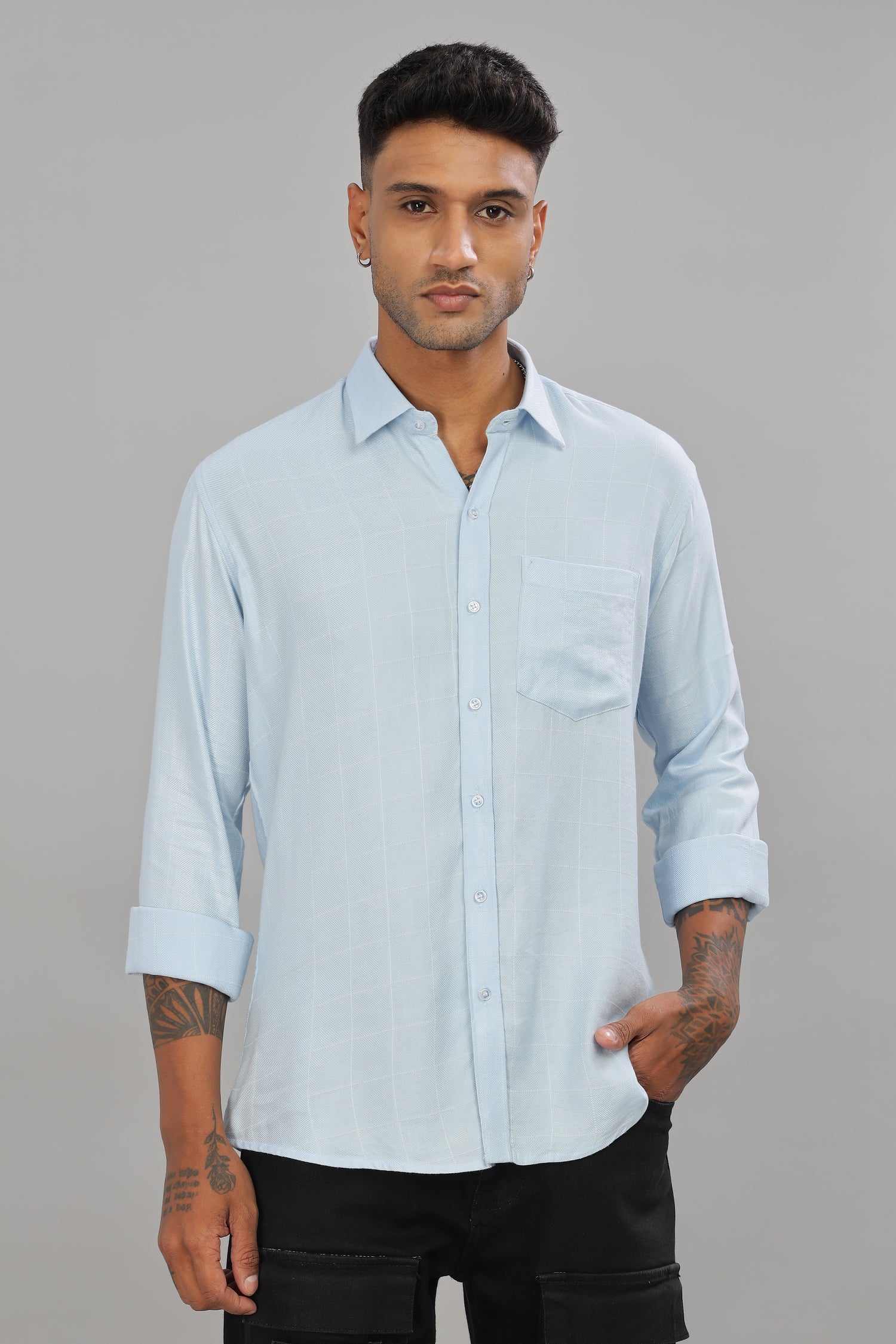 Pastel Blue Check Shirt