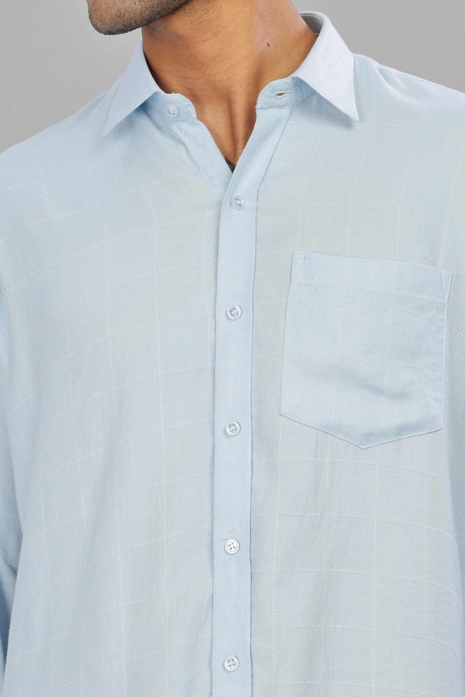 Pastel Blue Check Shirt