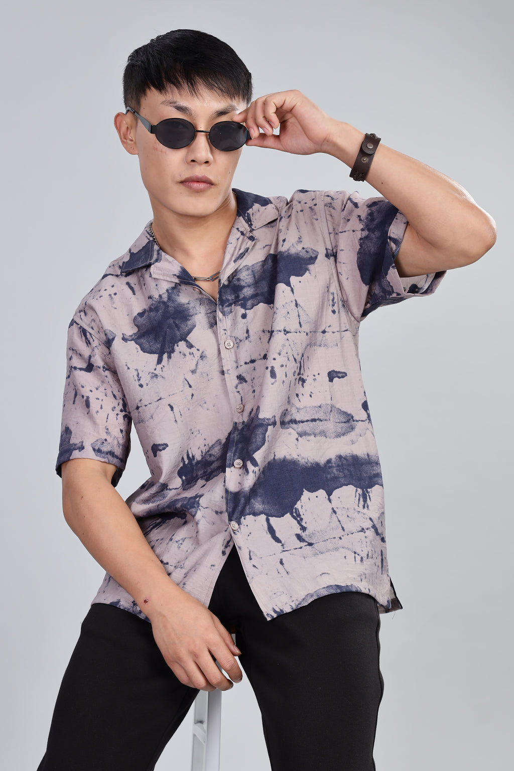 Box Fit Shirt in Cotton and Rayon Mix