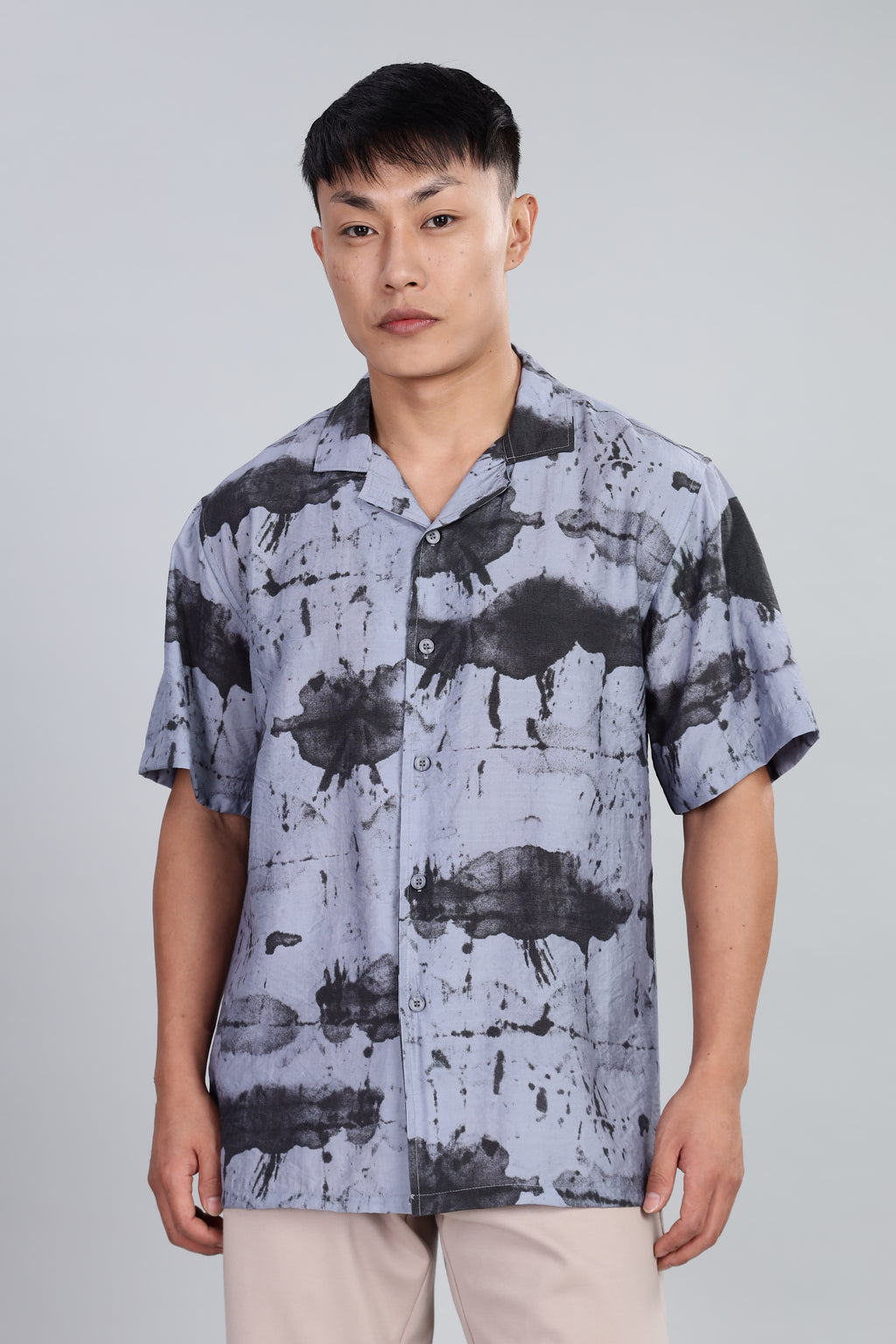 Box Fit Shirt in Cotton and Rayon Mix