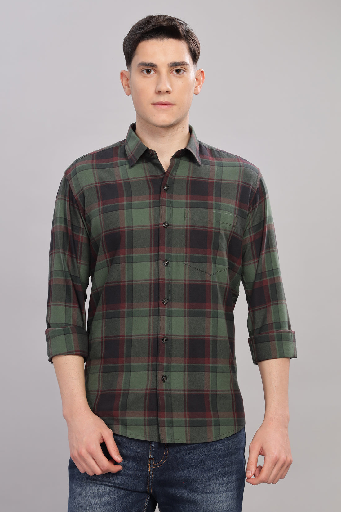 Bold Green and black check shirt