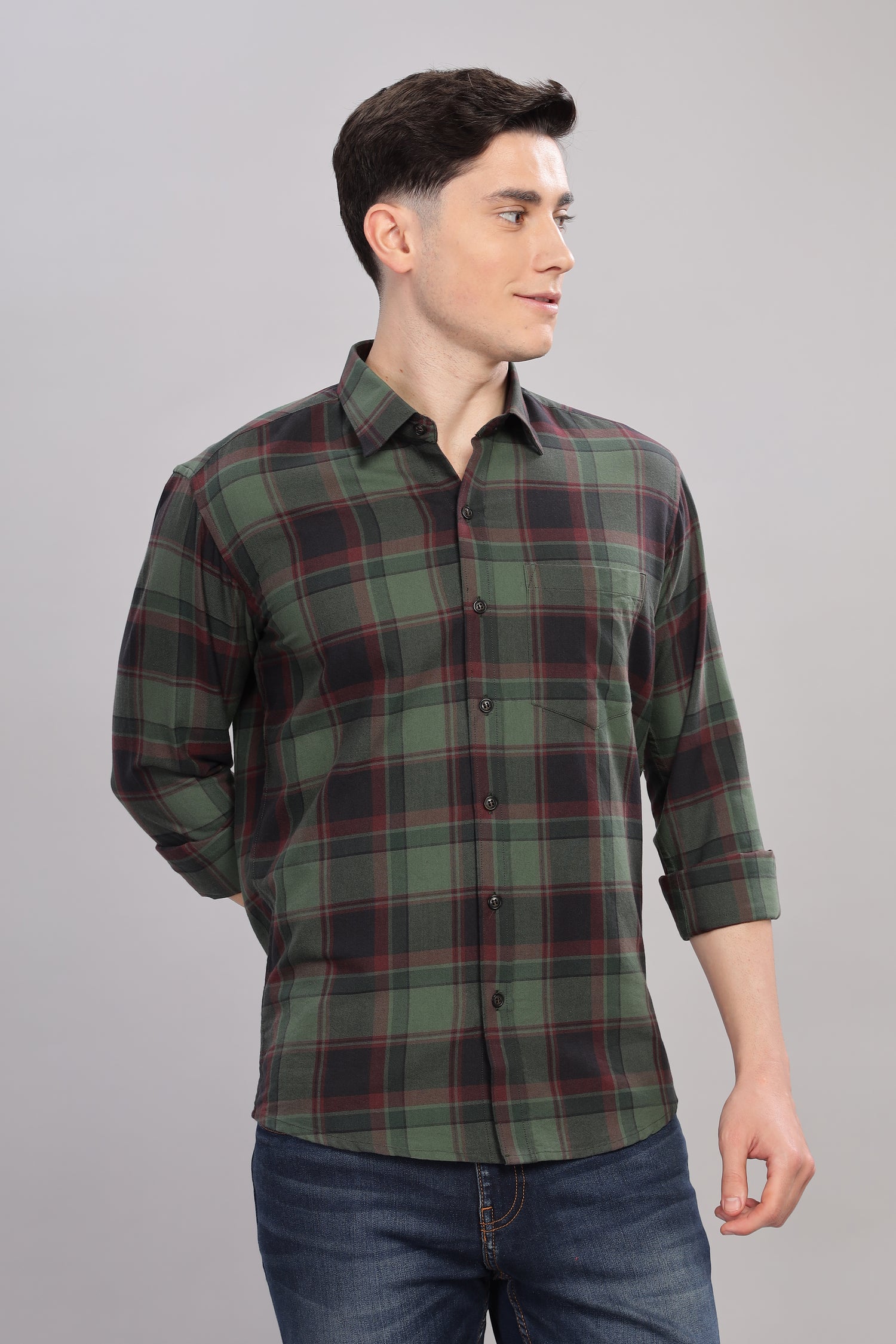 Bold Green and black check shirt