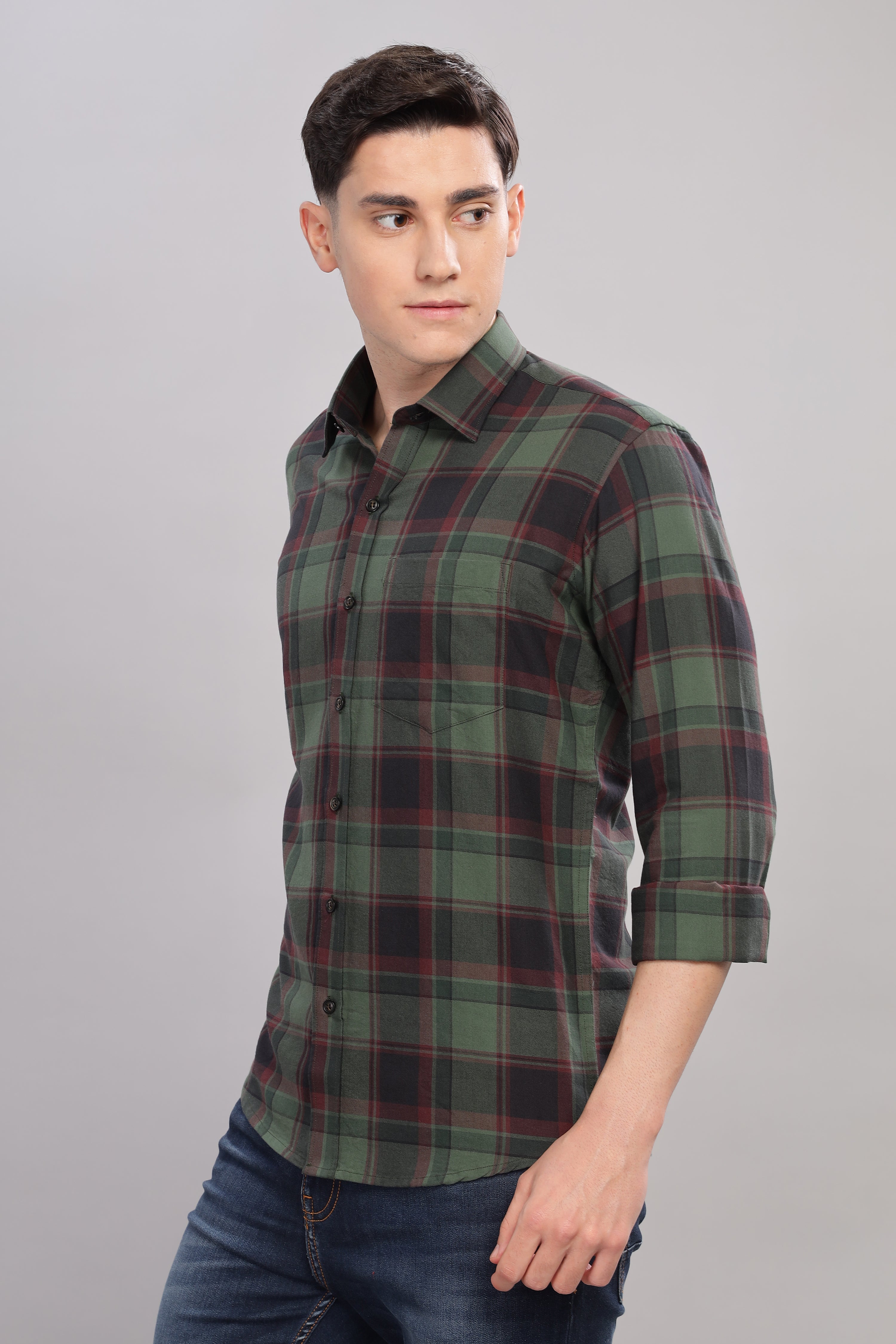 Bold Green and black check shirt