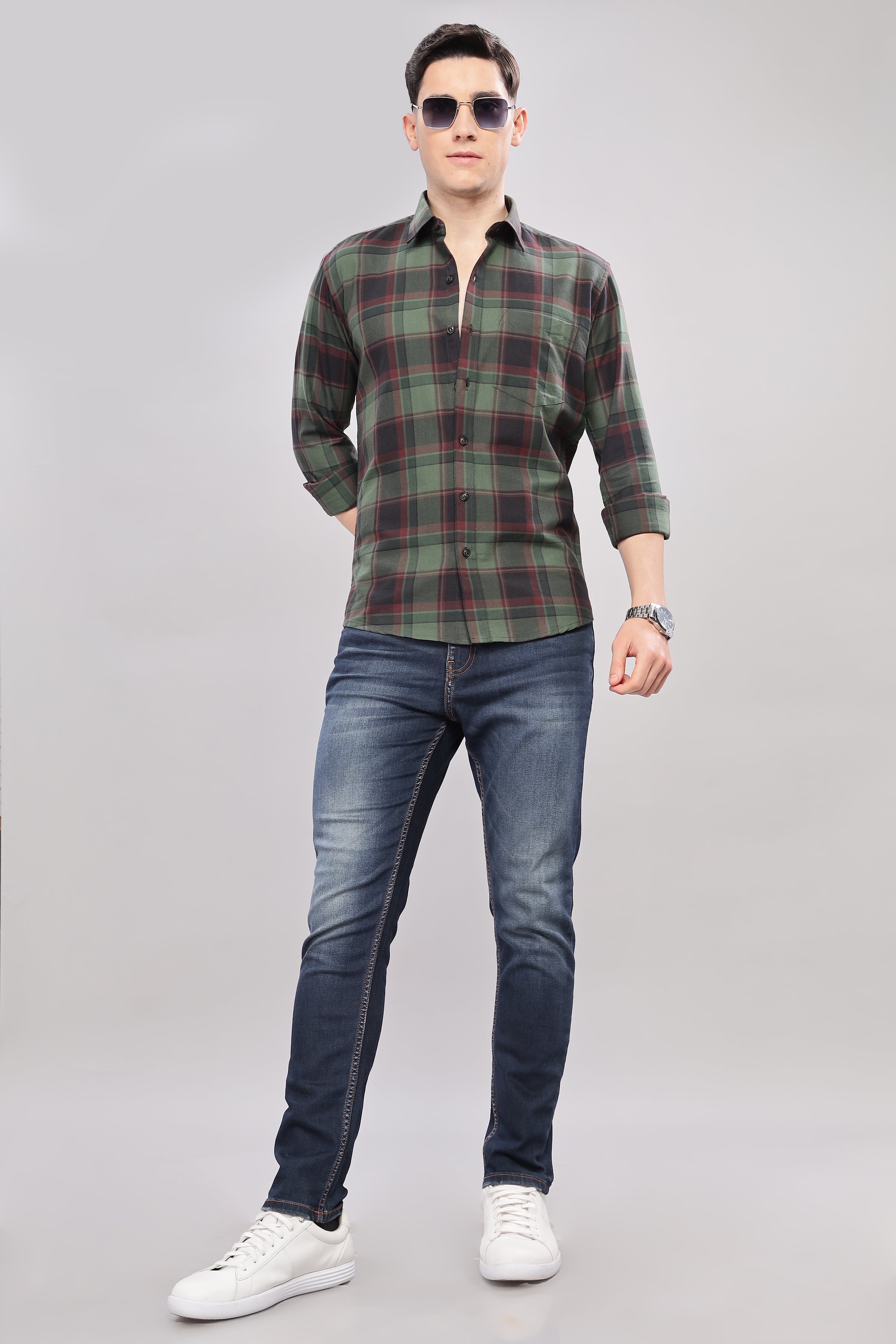 Bold Green and black check shirt