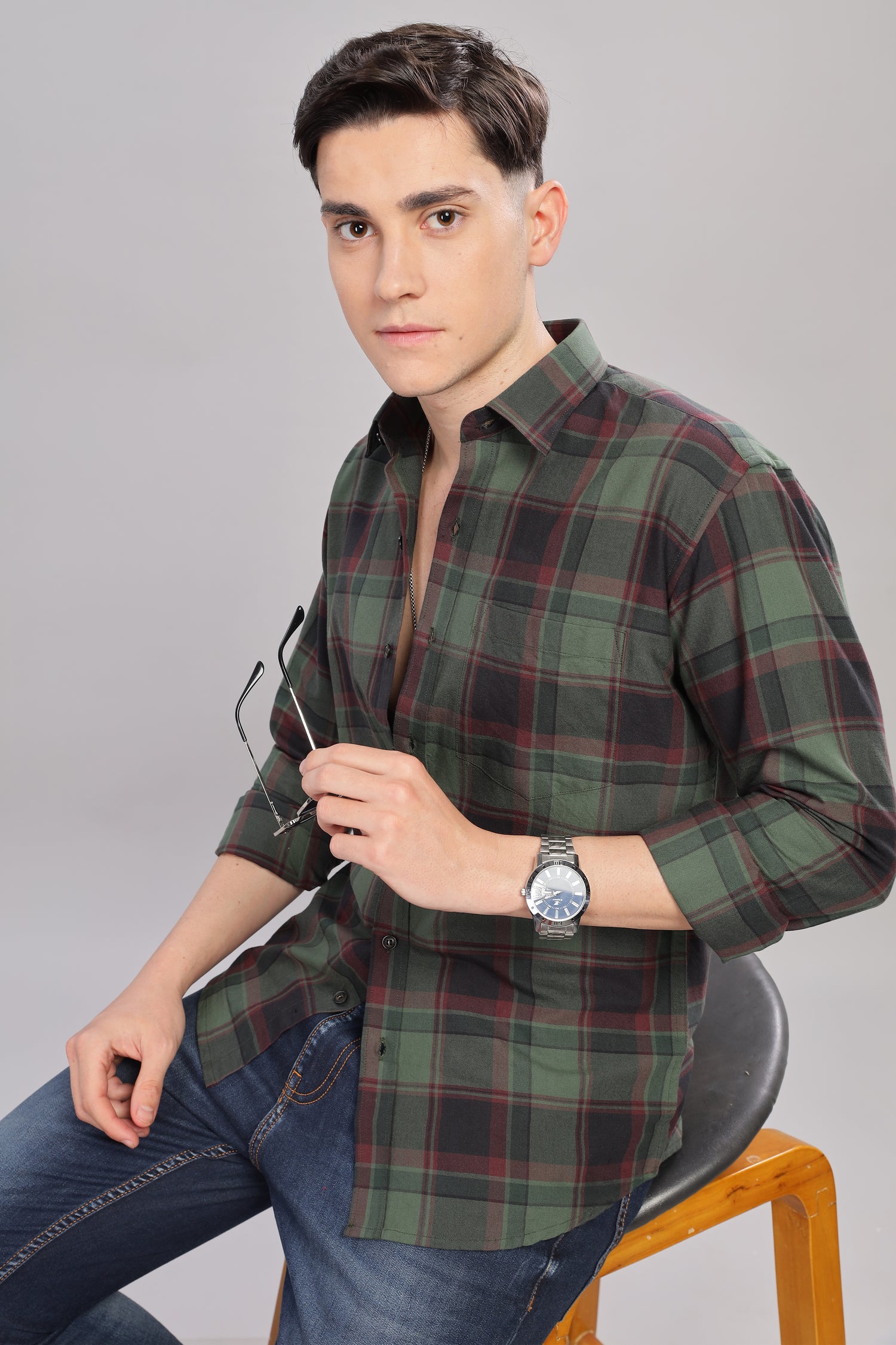 Bold Green and black check shirt