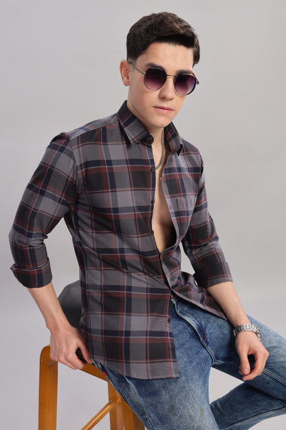 Bold Grey and black check shirt