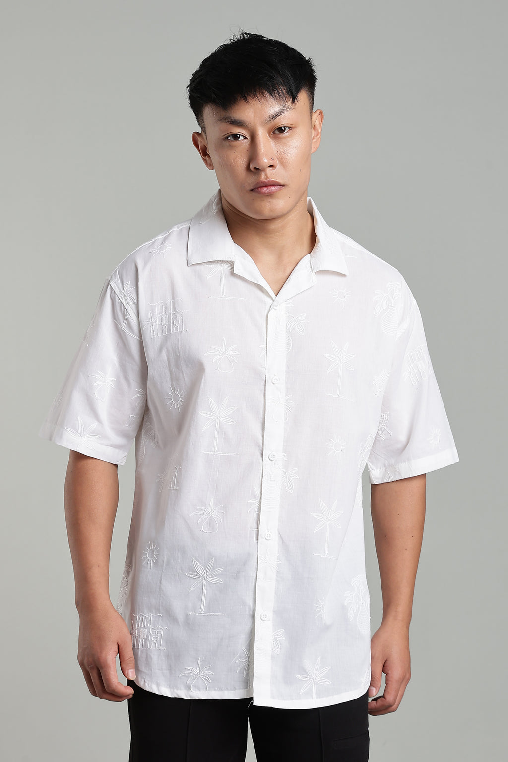 CAPDAZZ PURE COTTON EMBO WHITE SHIRT