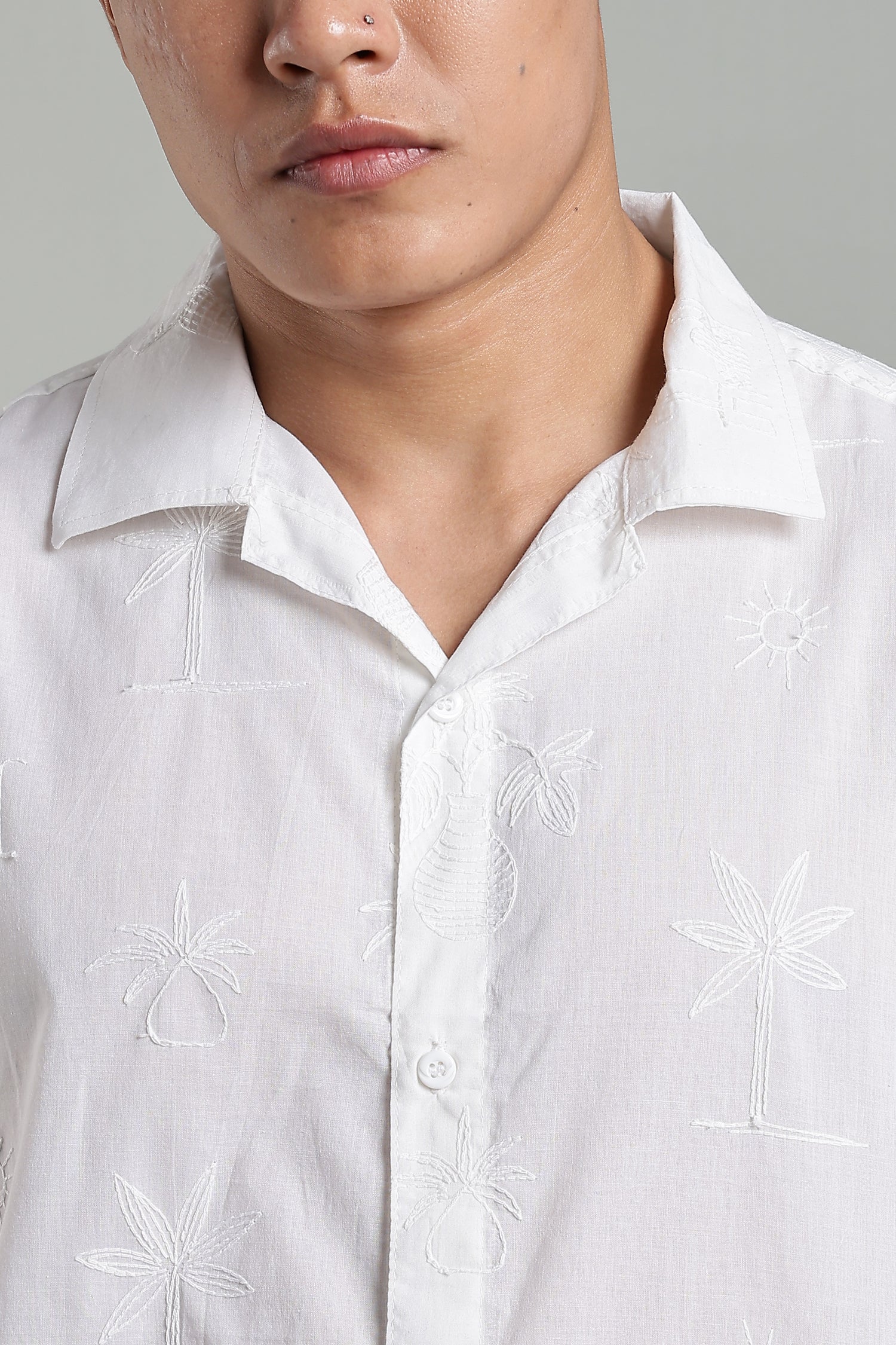 CAPDAZZ PURE COTTON EMBO WHITE SHIRT
